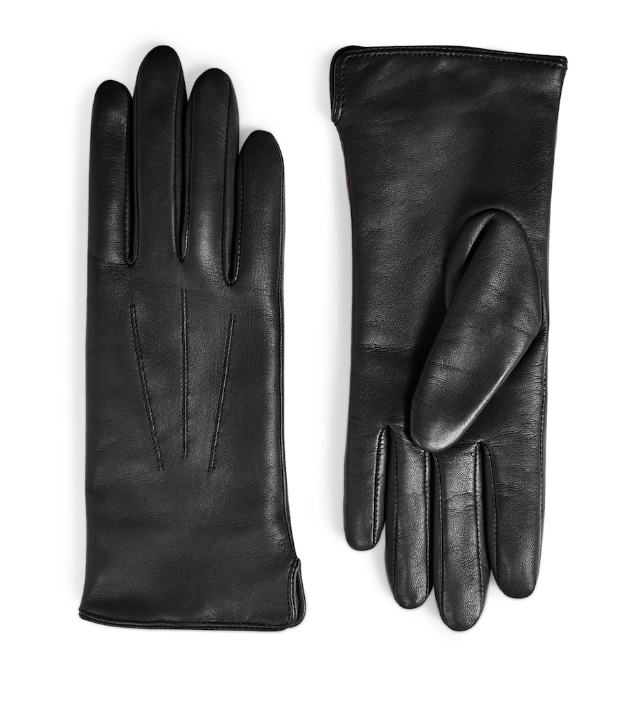 Women's Wool-Cashmere Lined Leather Gloves (Large) BLACK Image 3