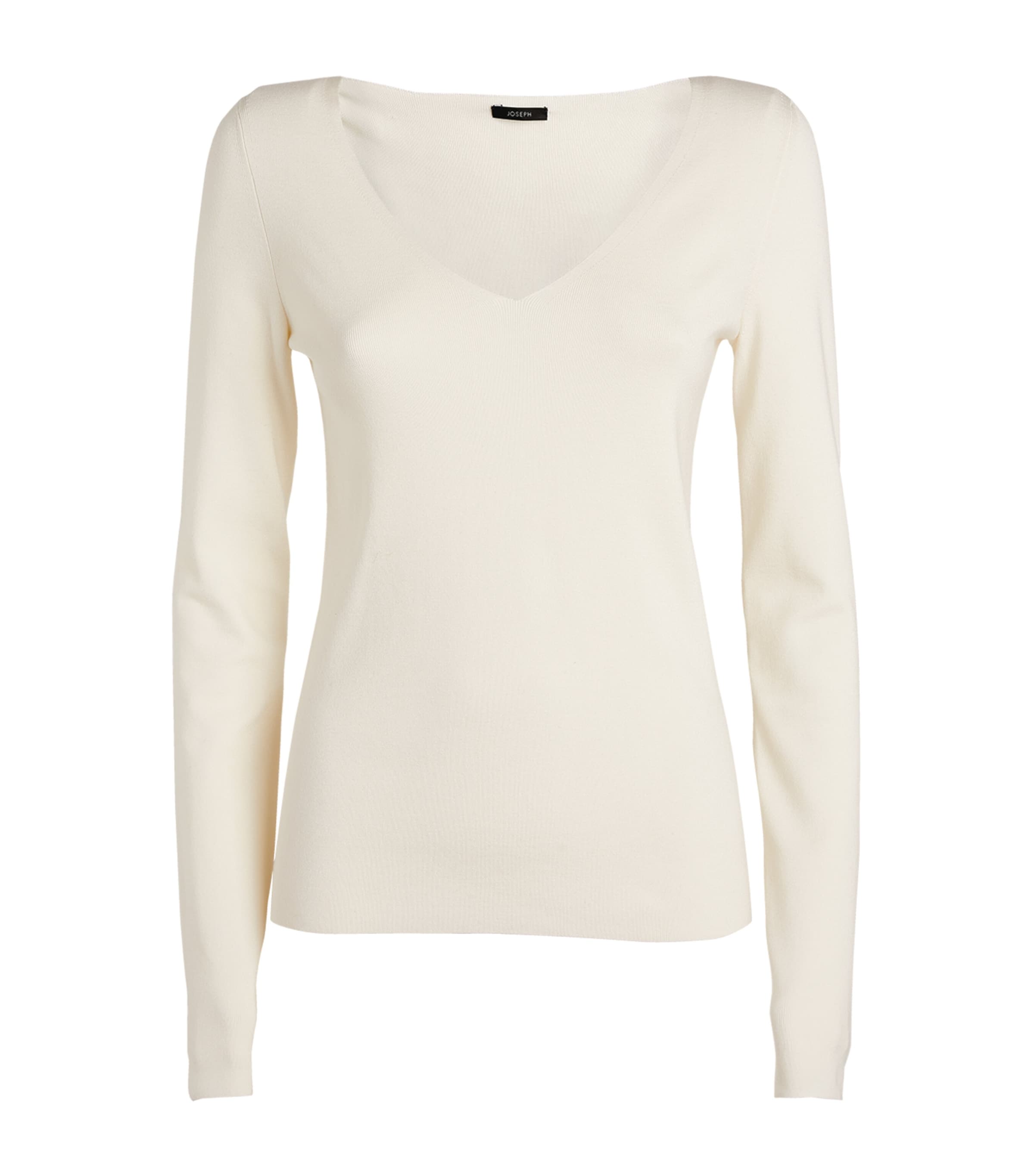 Joseph Silk Stretch V Neck Top In Ivory