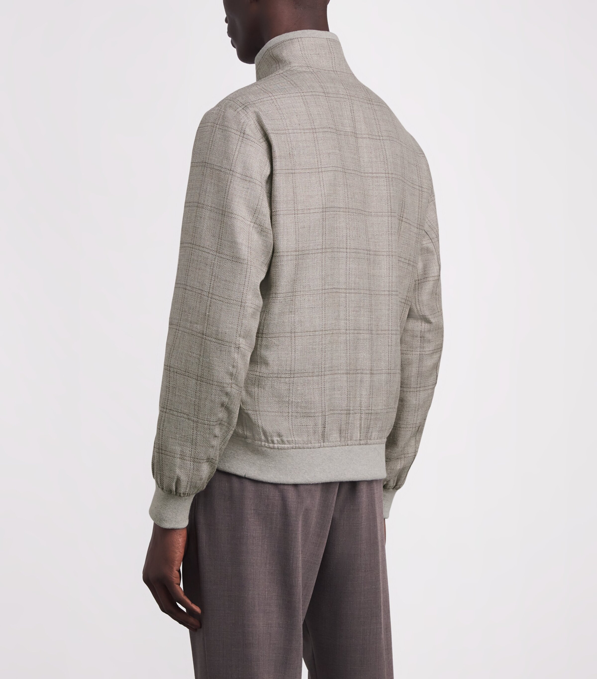 Wool-Blend Check Bomber Jacket 1-NATURALE Image 4