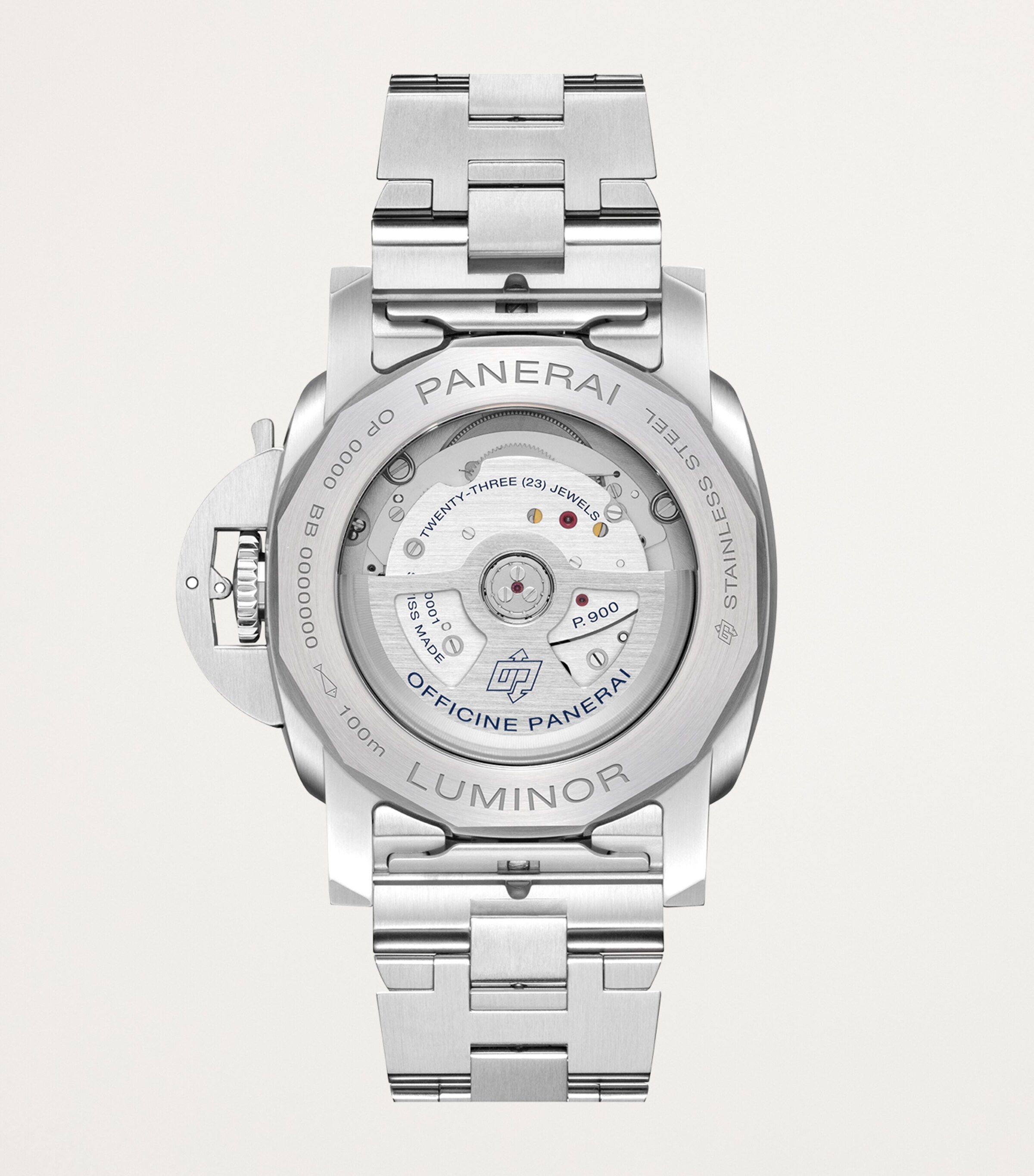 Brushed Steel Luminor Quaranta BiTempo Watch 40mm GREEN Image 2