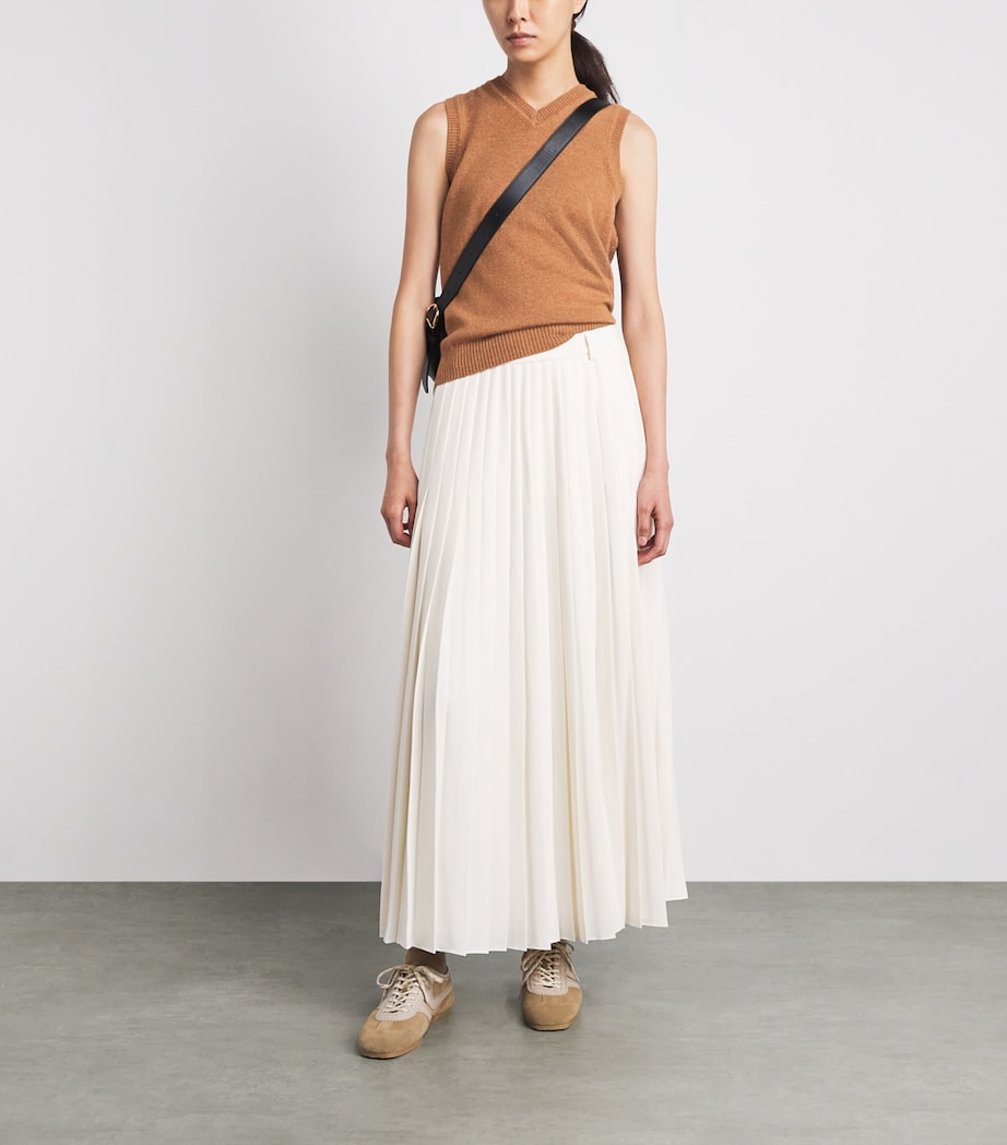 ME+EM Womens Cashmere V-Neck Sweater Vest Caramel Melange Image 2