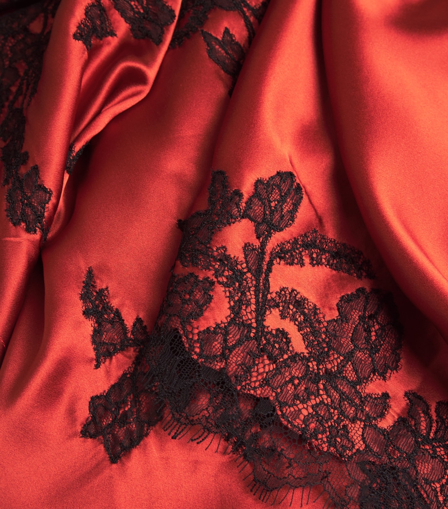 Silk Lace Tokoni Kaftan Nightdress SPICE/BLACK Image 5