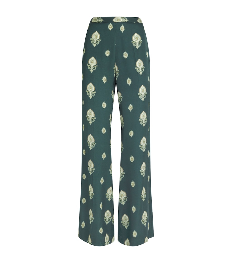 Sandro Paris Womens Paisley Trousers Green Image 1