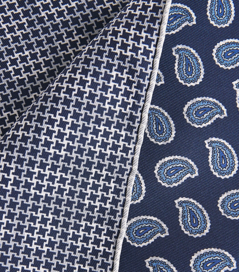 Isaia Paisley Print Pocket Square Image 3