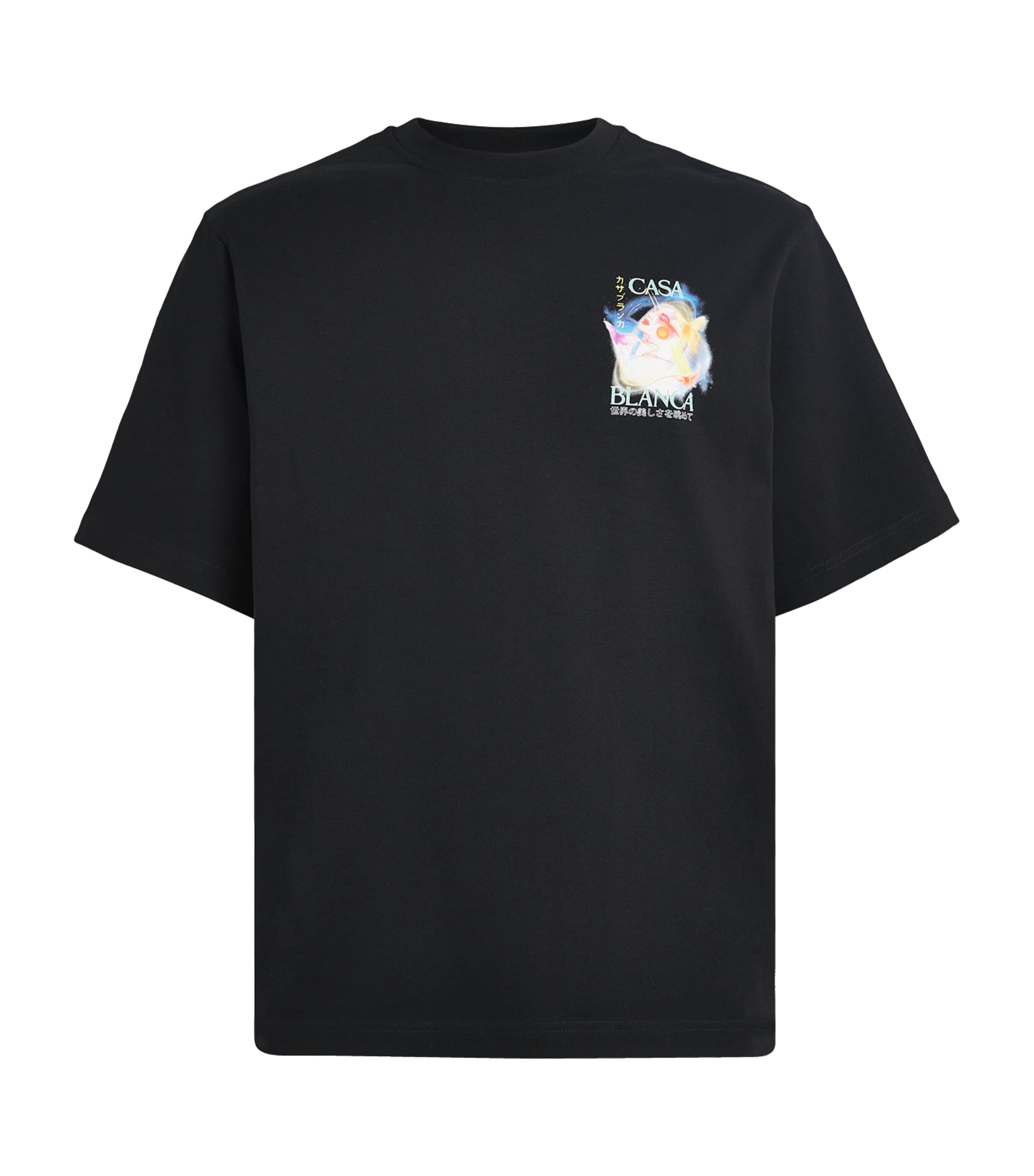 Casablanca Crew Neck Graphic Print Short Sleeves In Black