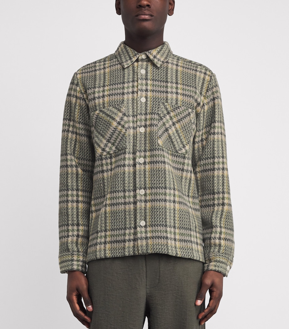 Wool-Blend Check Whiting Overshirt GREEN Image 3