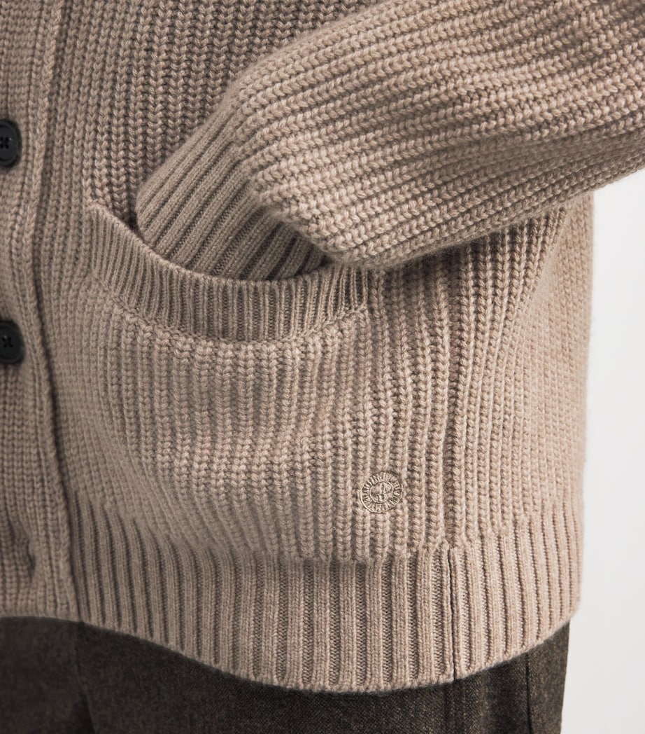 Cashmere Shawl-Collar Cardigan DARK NATURAL Image 6