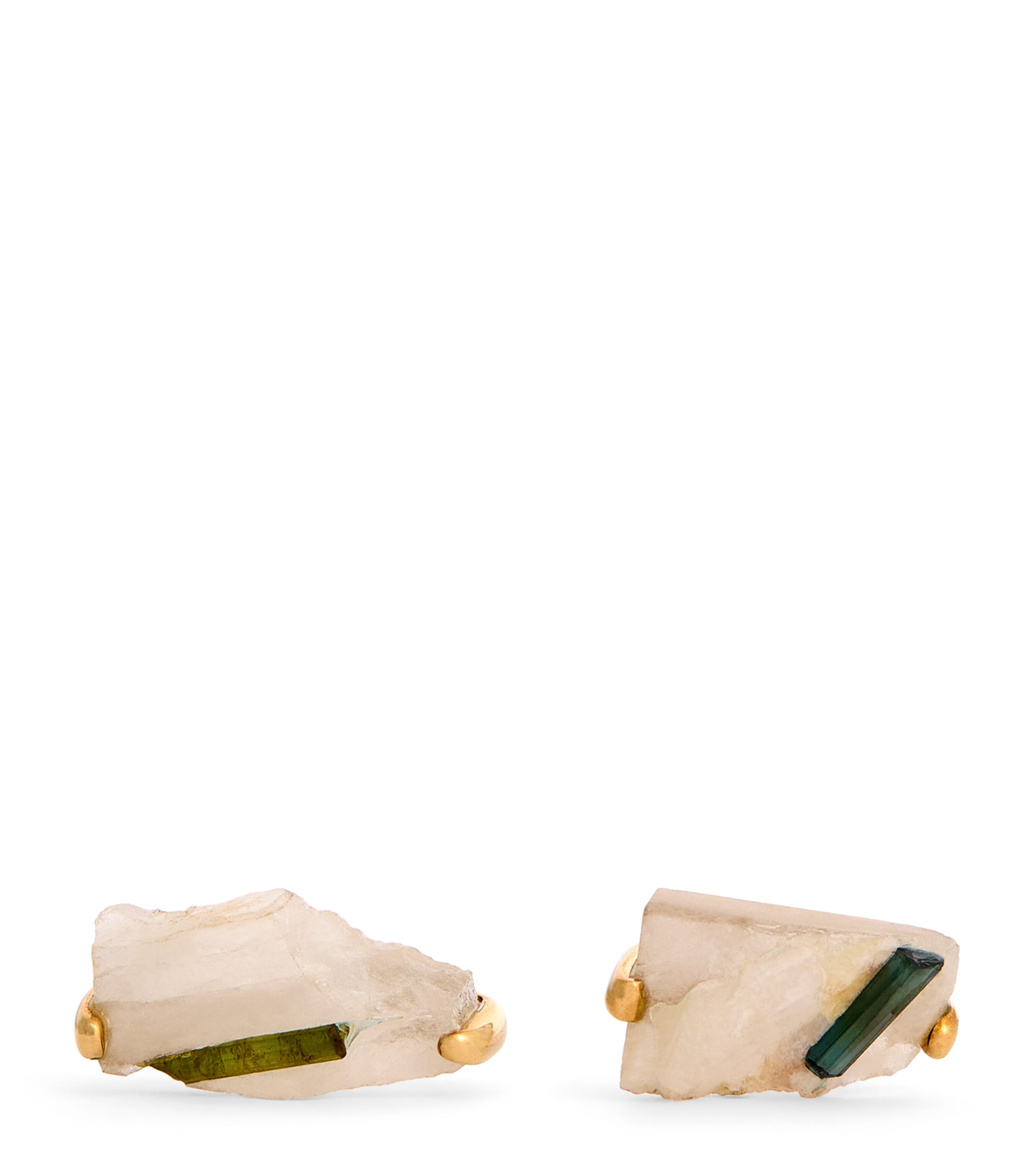 TATEOSSIAN YELLOW GOLD, QUARTZ AND GREEN TOURMALINE CUFFLINKS 