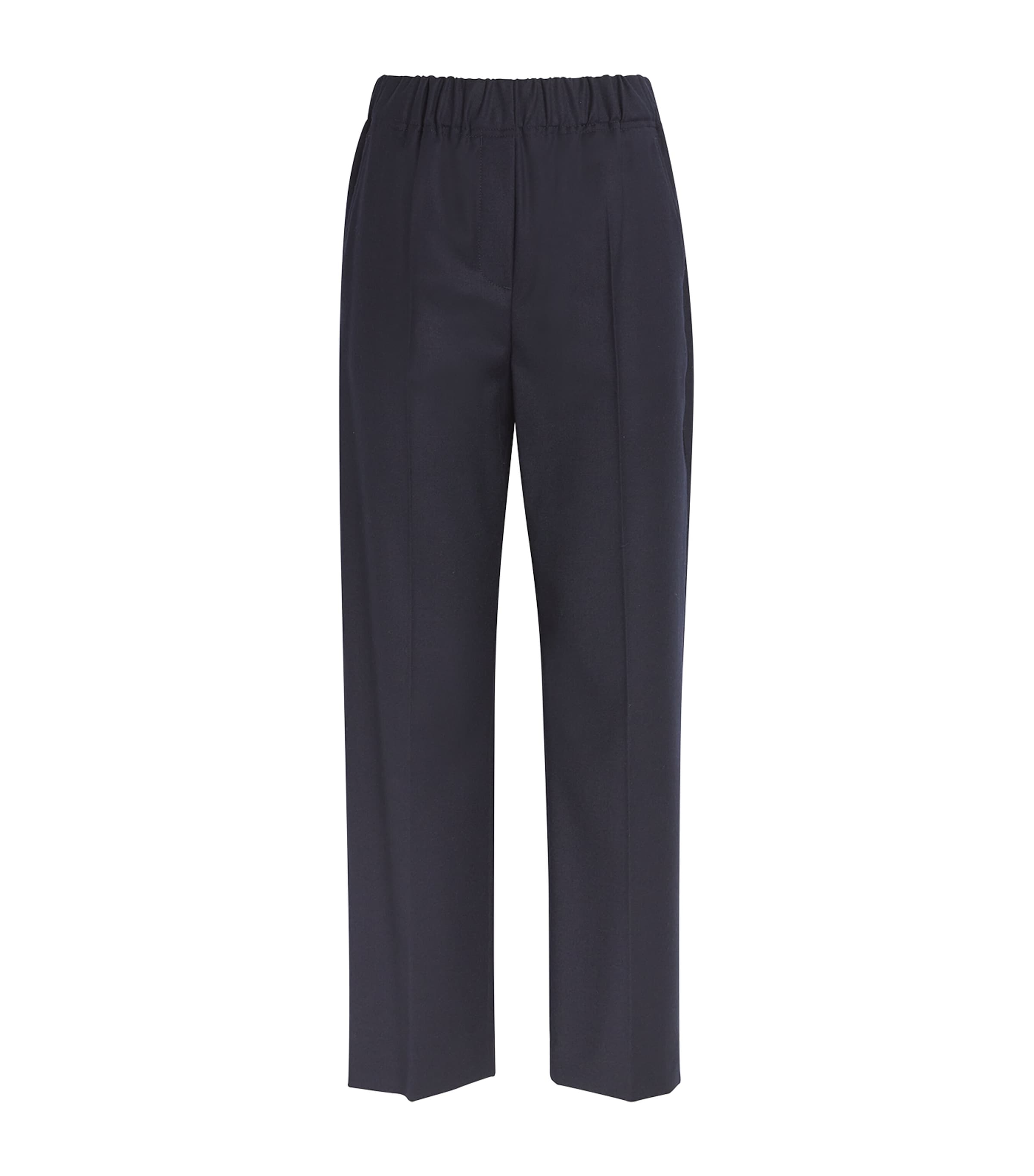 Shop Weekend Max Mara Virgin Wool Straight Trousers In Blue