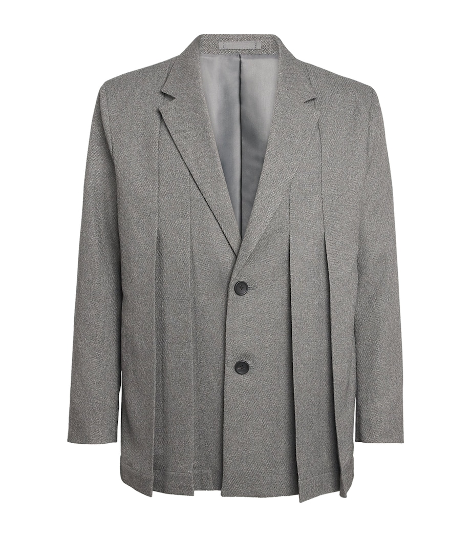 Tweed Pleated Blazer 12-GRAY Image 1