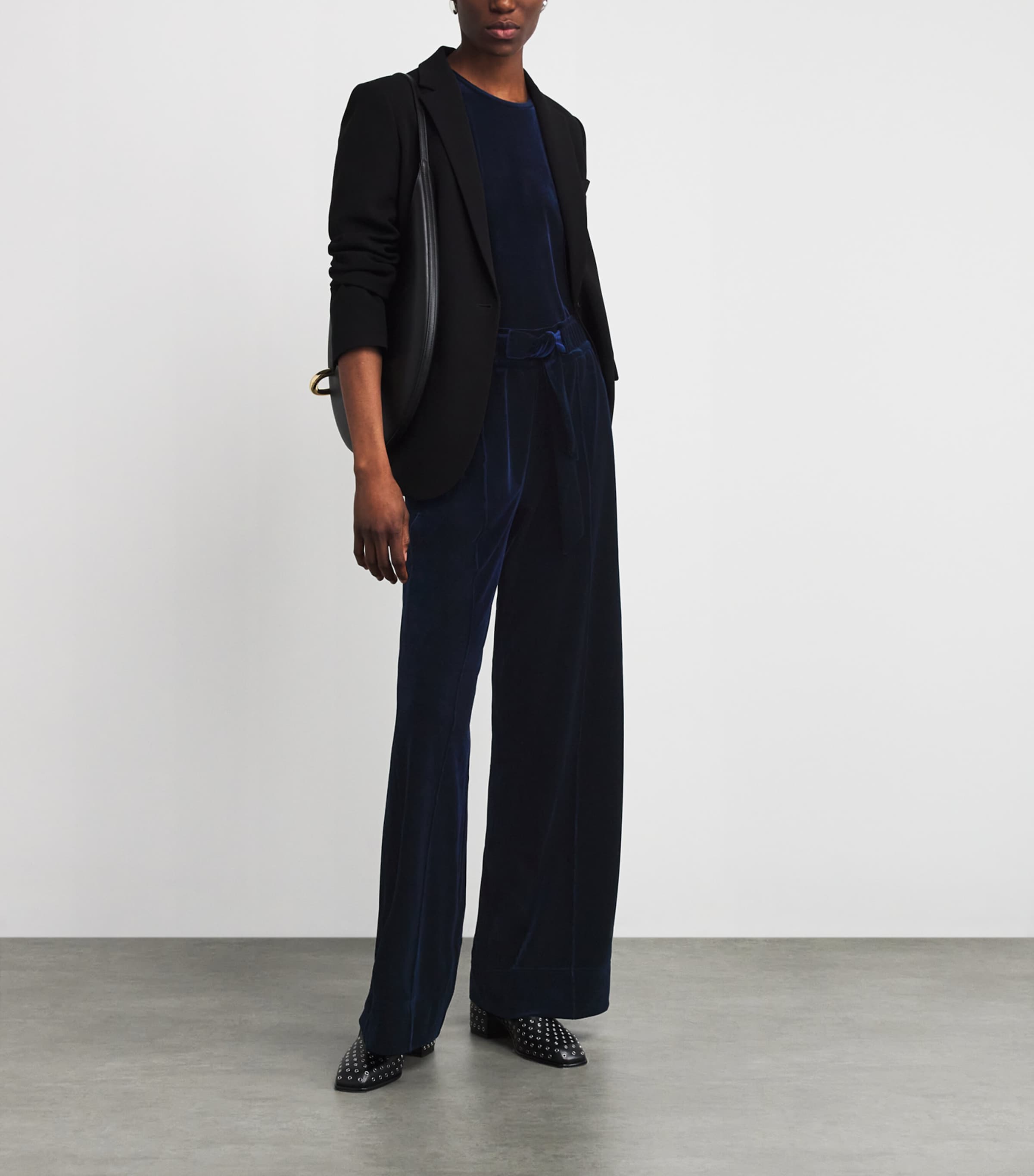 Velour Wide-Leg Trousers EVENING BLUE Image 2