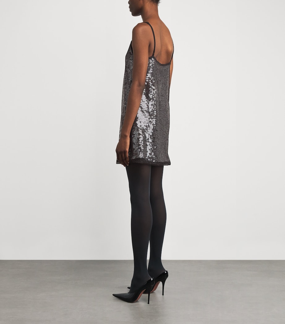 Sequin Façade Mini Dress DBLK BLACK Image 3