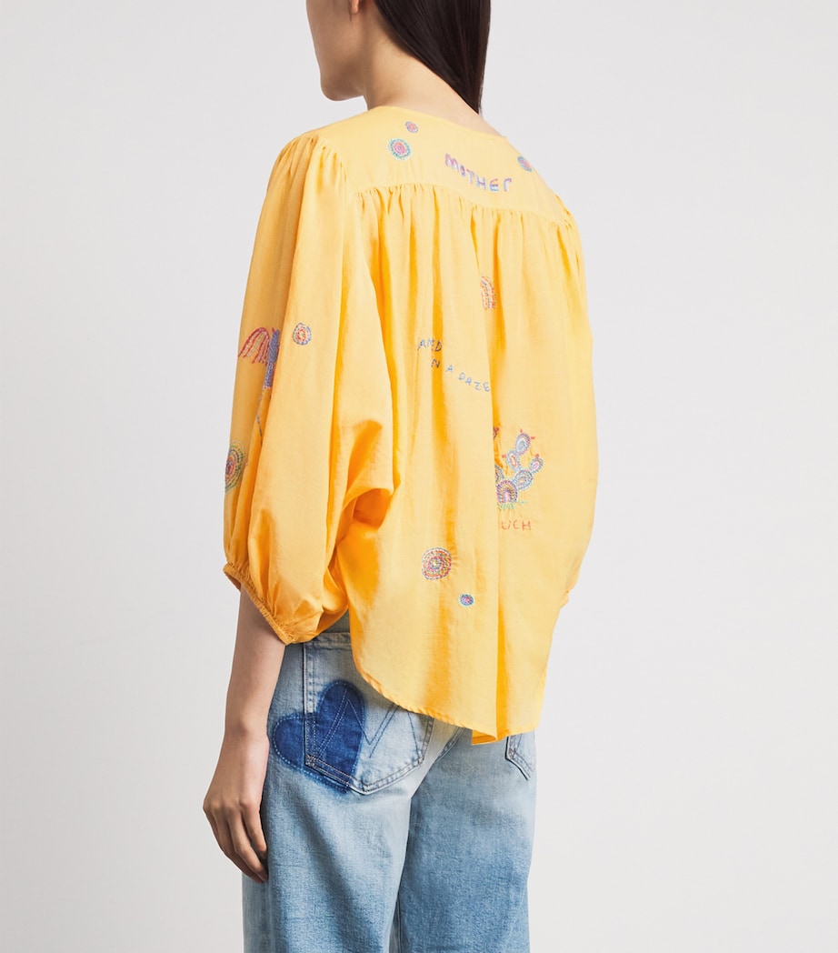 MOTHER Womens Embroidered The Breeze Yoke Top Golden Apricot Image 5