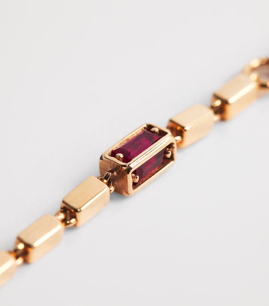 Suzanne Kalan Rose Gold and Ruby Medium Block Chain Necklace Rg/ruby Image 5