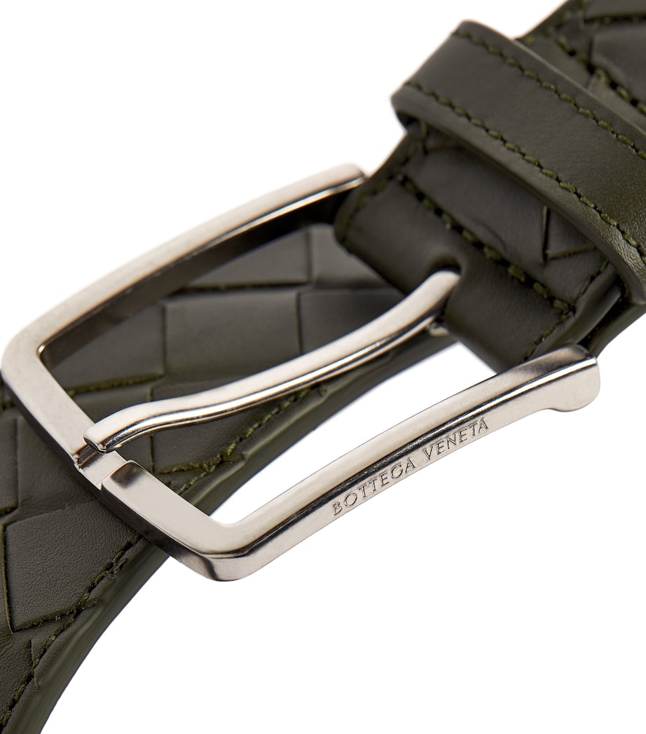 Leather Intrecciato Belt CAMPING-SILVER Image 3