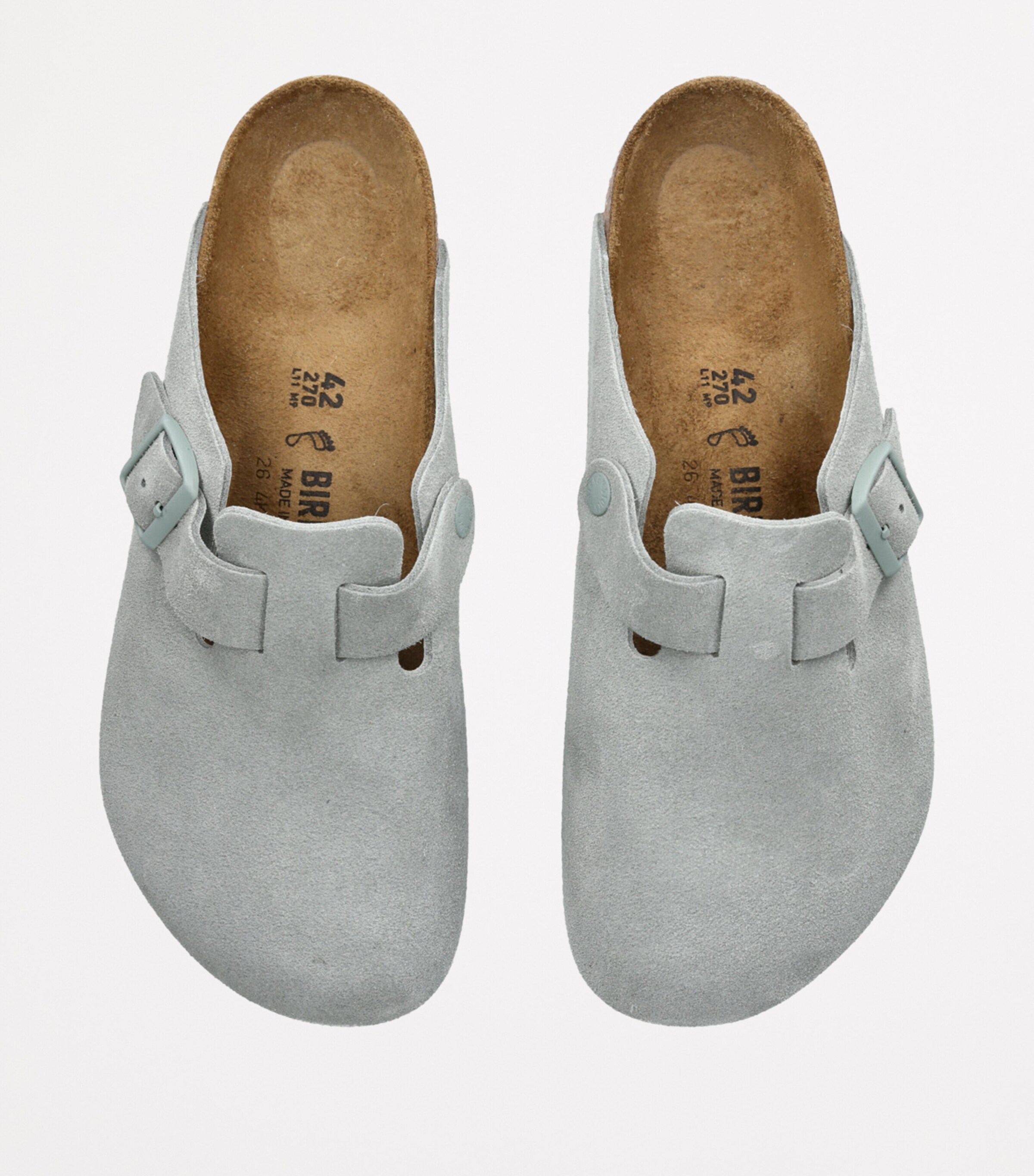 Suede Boston Clogs PALE GREEN Image 4