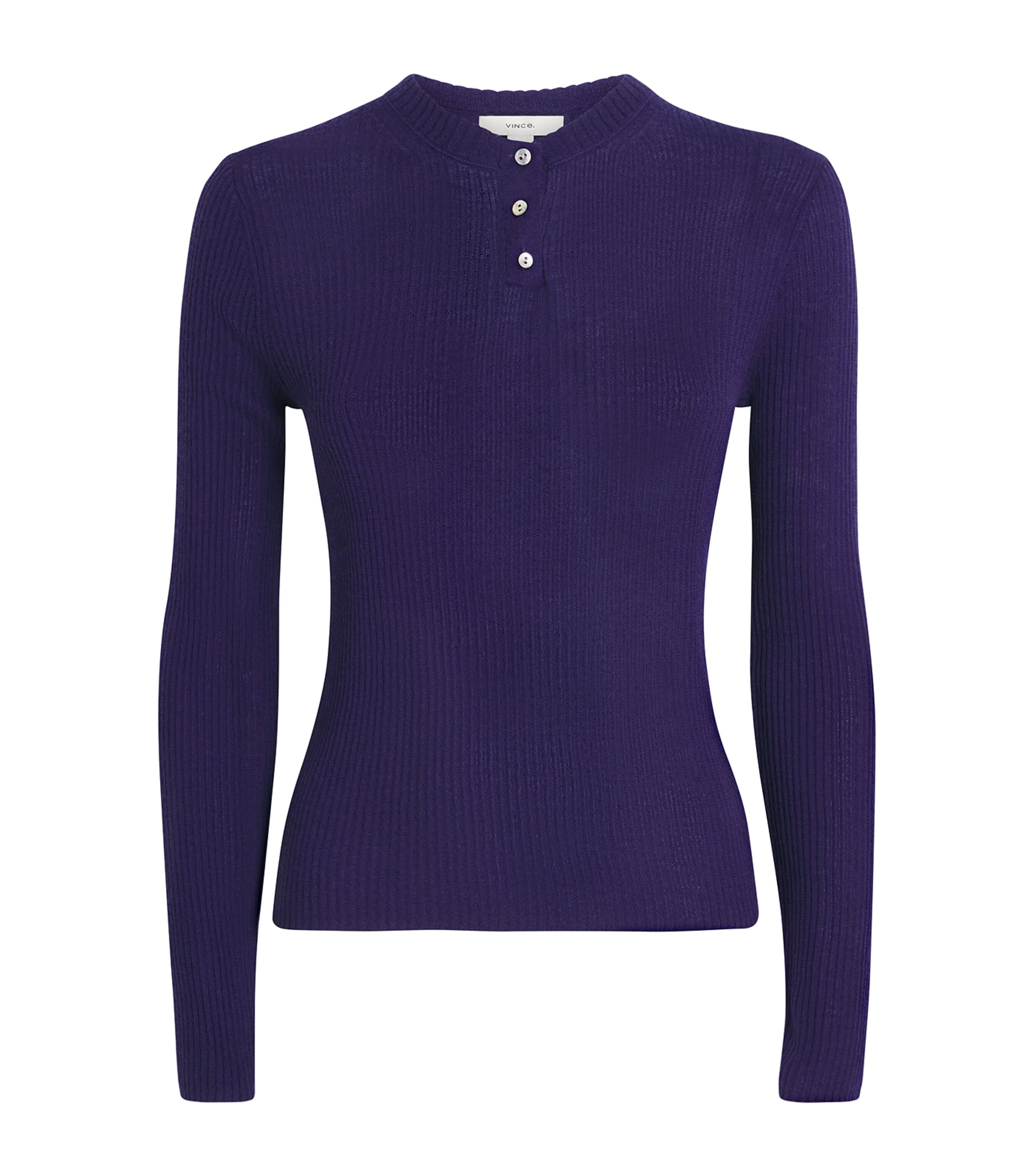Vince Cashmere-silk Henley Top In Blue