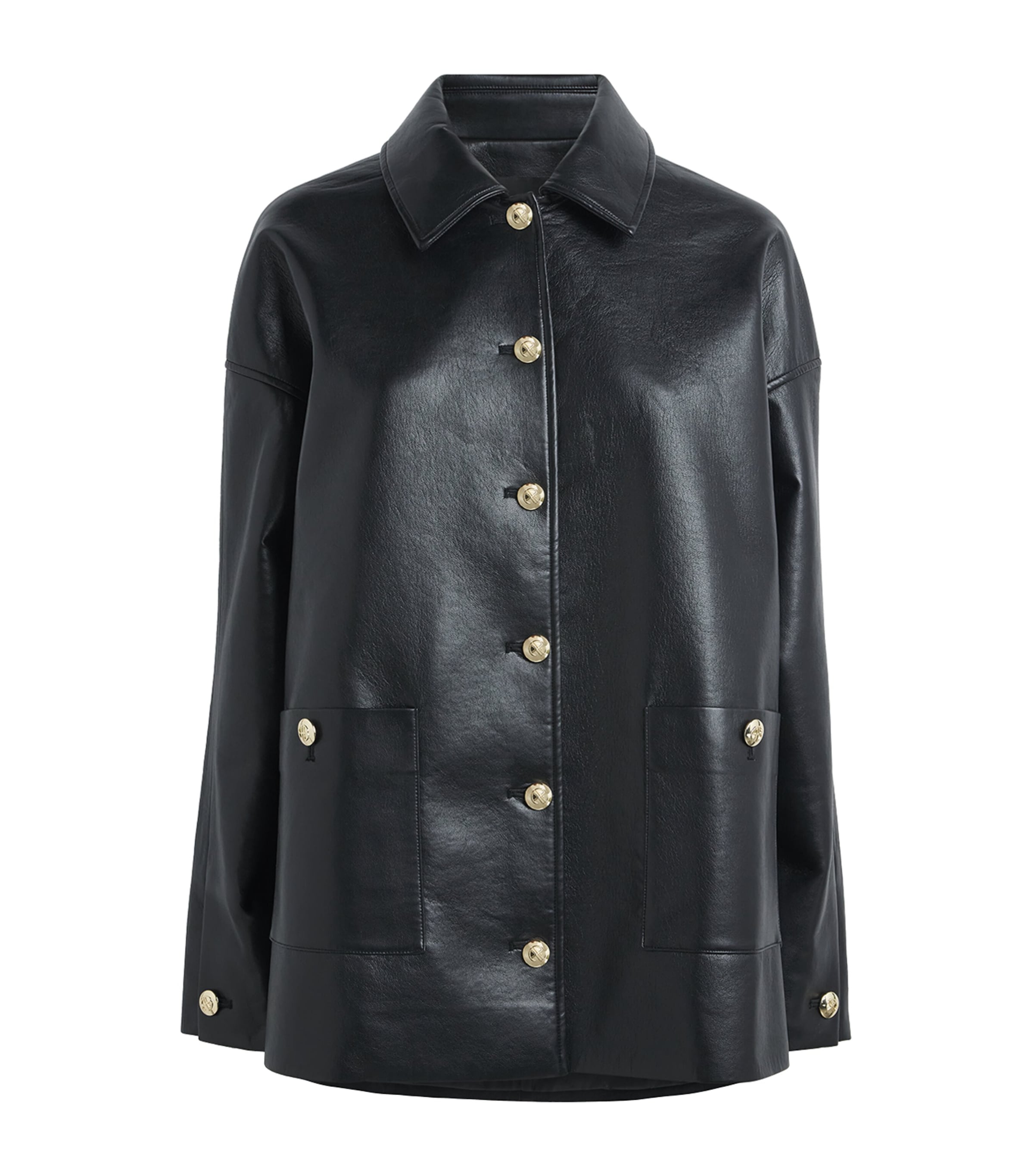 ANINE BING Womens Regenerated Leather Luca Jacket Black Image 1