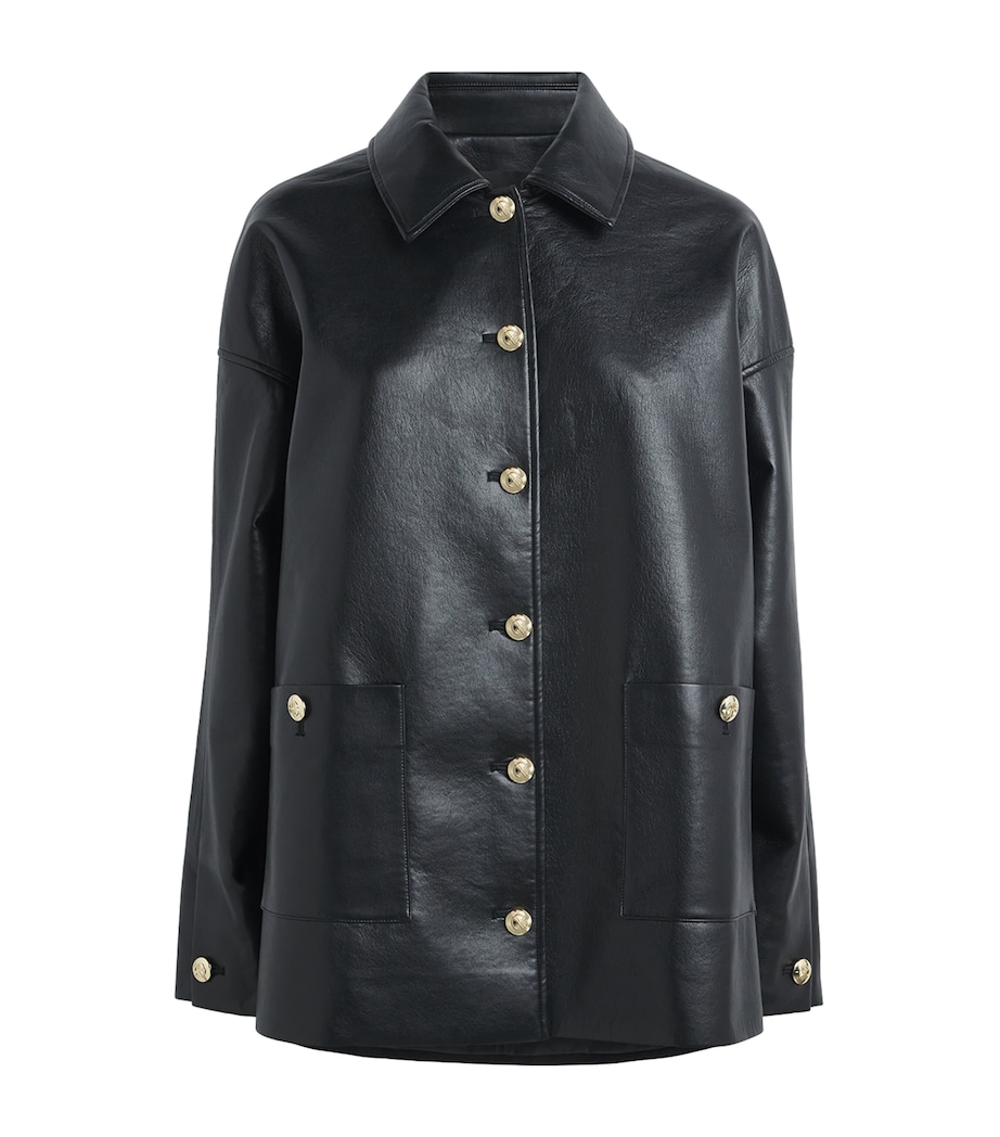 ANINE BING Womens Regenerated Leather Luca Jacket Black Image 1