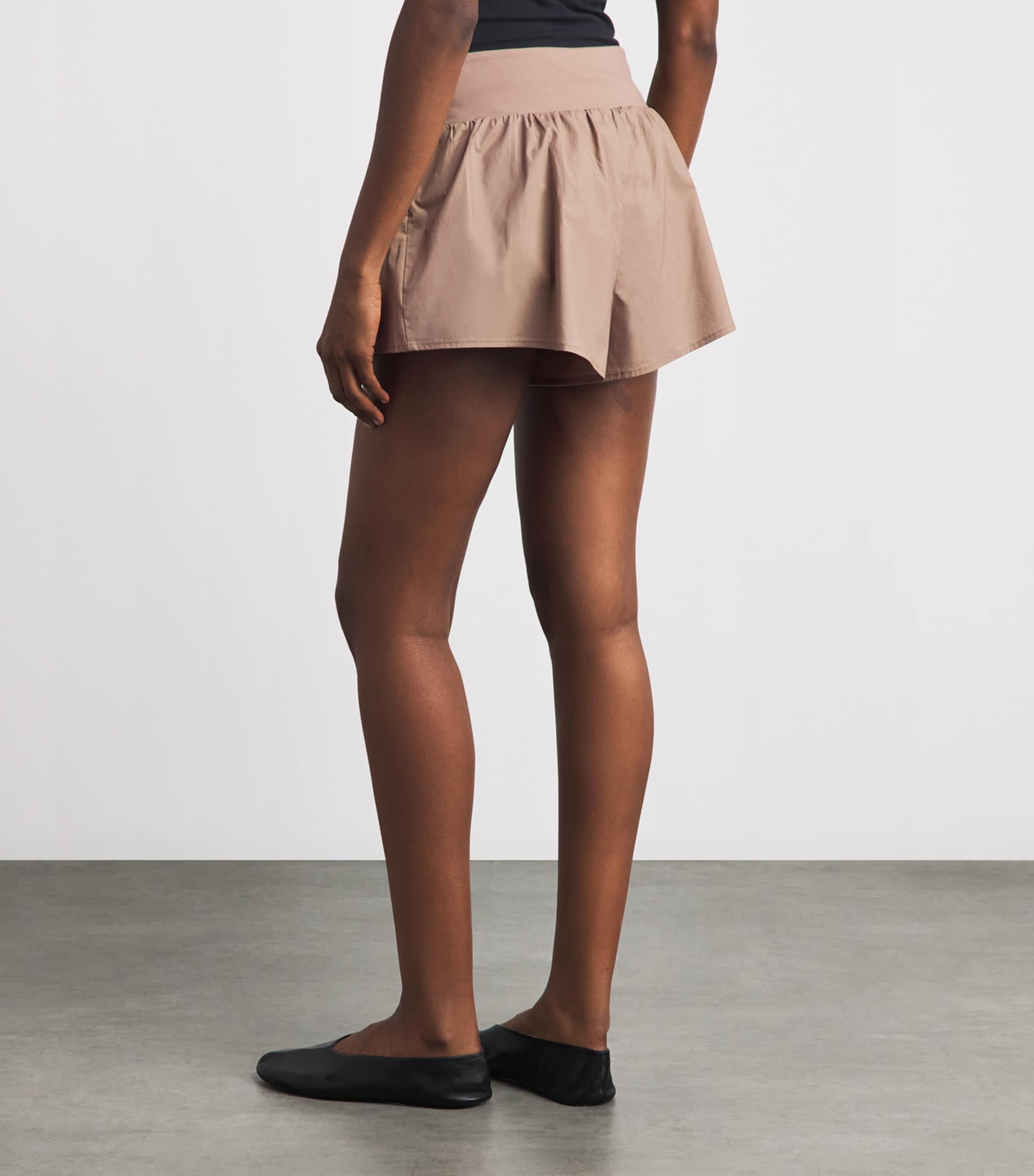 Skims Womens Stretch-Cotton Woven Flutter Shorts Desert Image 5