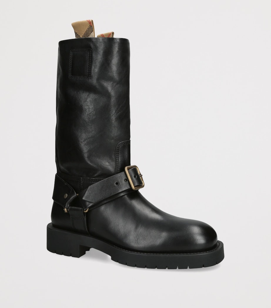 Leather Soft Saddle Boots BLACK Image 3