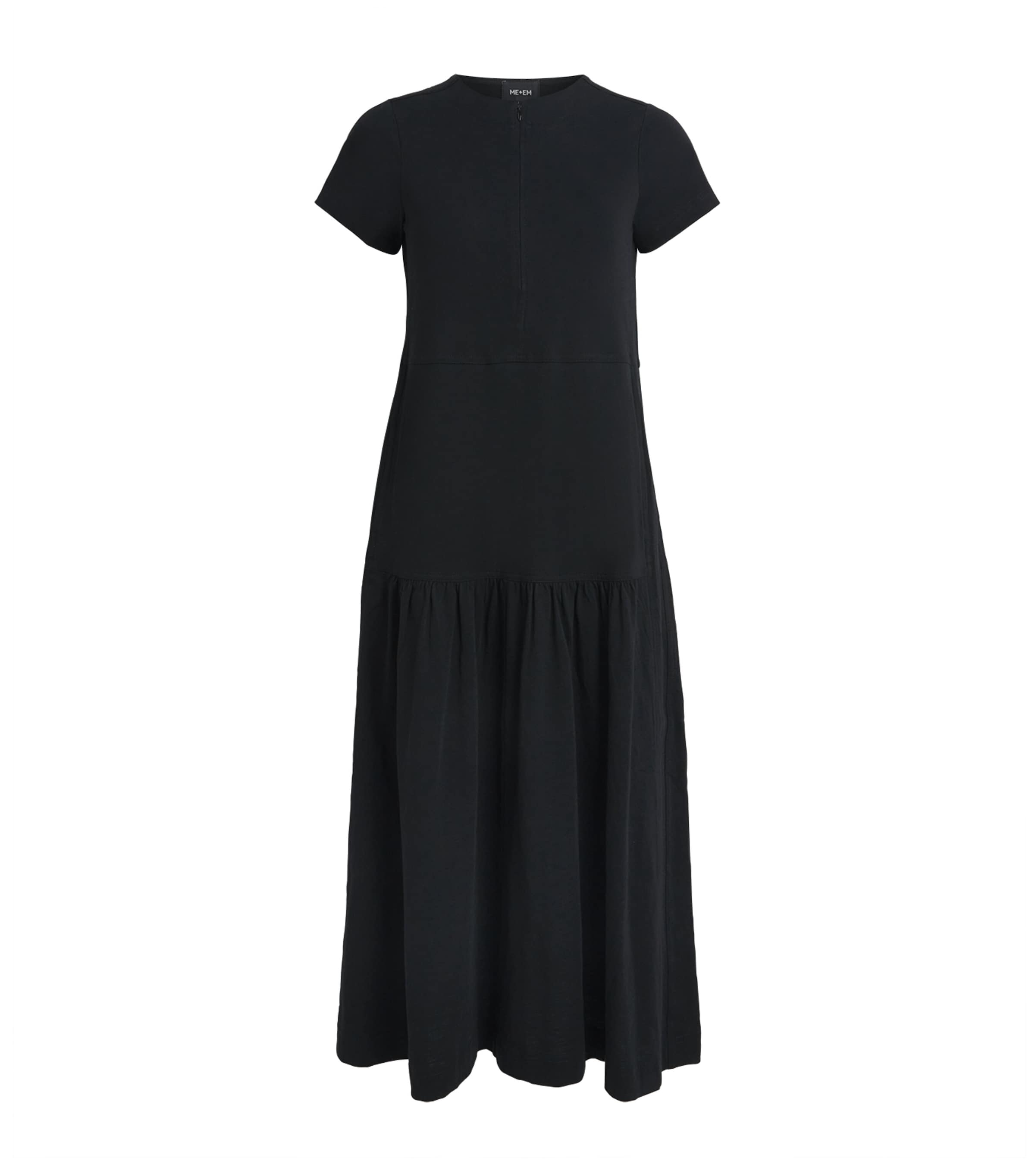 ME+EM Womens Organic Cotton Tiered Maxi Dress Black Image 1