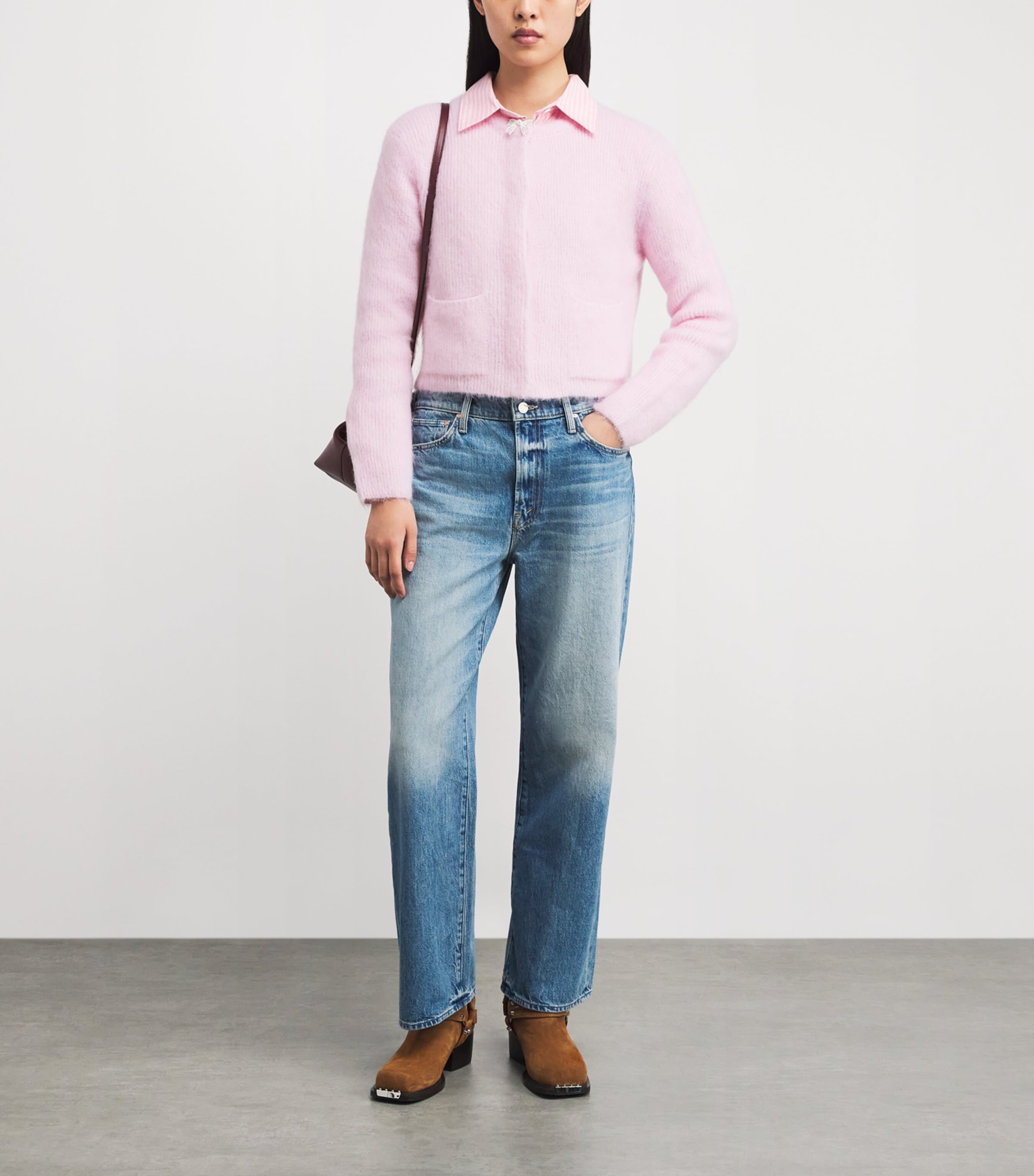 Cropped Bow Cardigan PINK Image 2