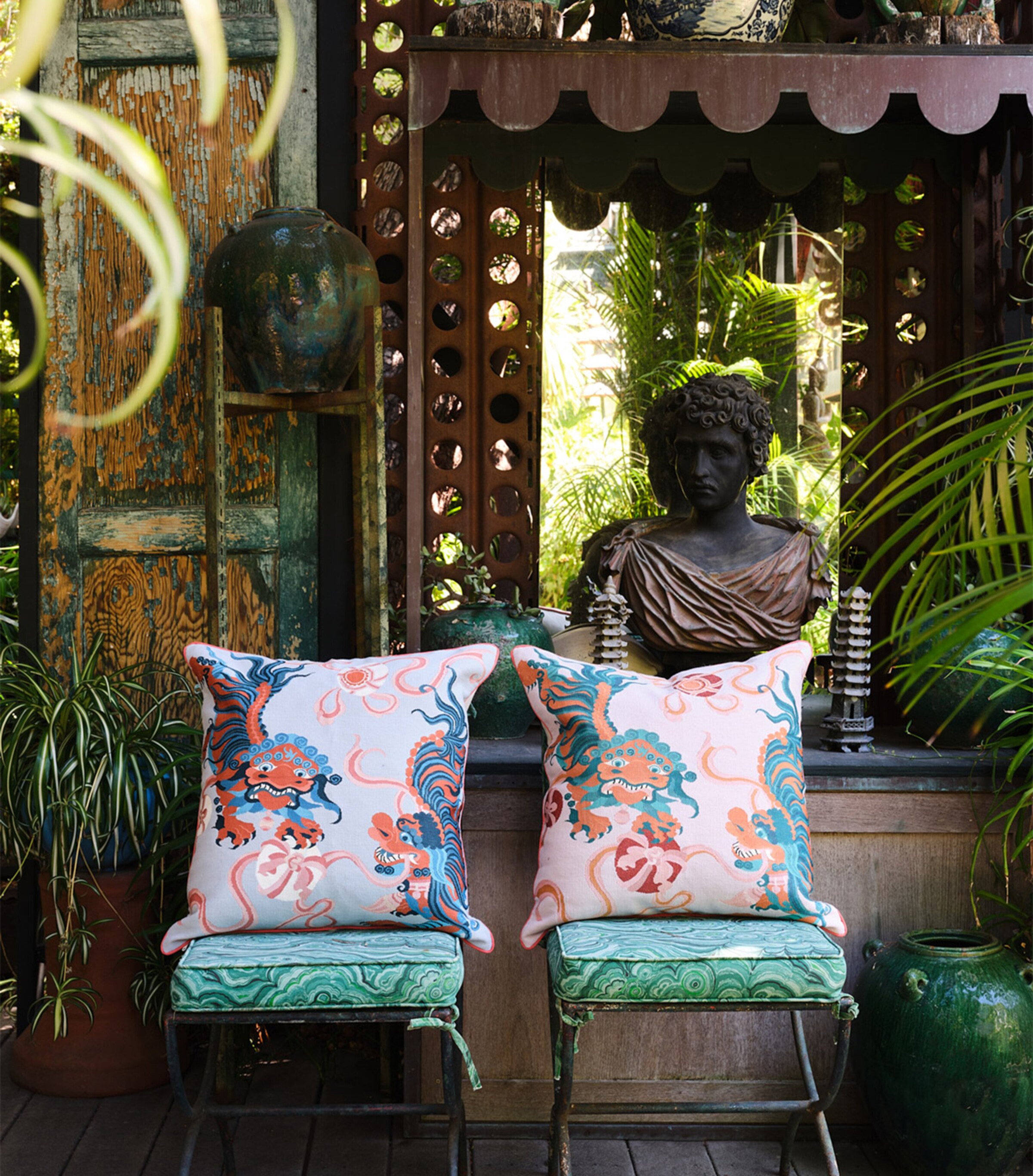 x Guo Pei Lion Dance Cushion (56cm x 56cm) BLUE Image 4