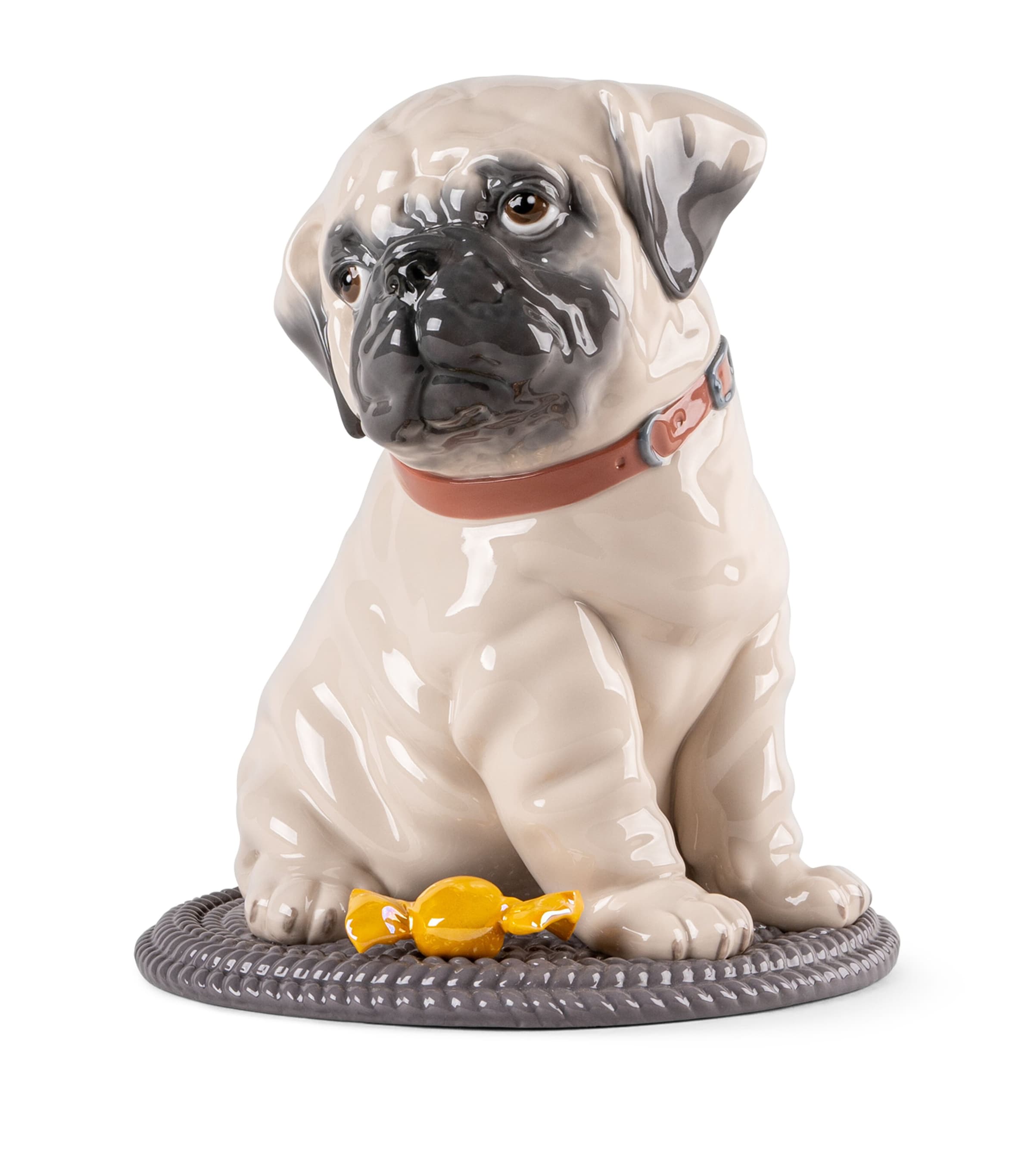 Lladrò Porcelain Puppy Pug Sculpture In Beige