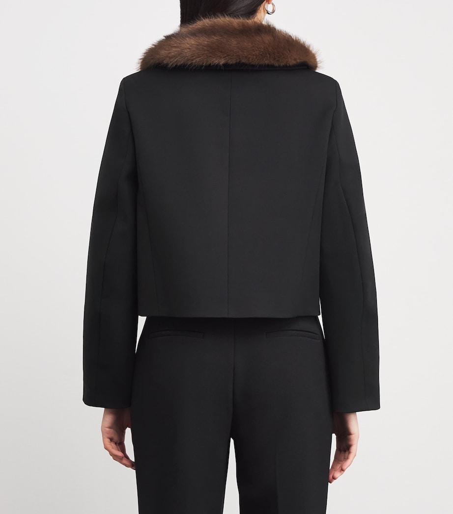 Cropped Removable-Collar Pea Coat BLACK Image 4