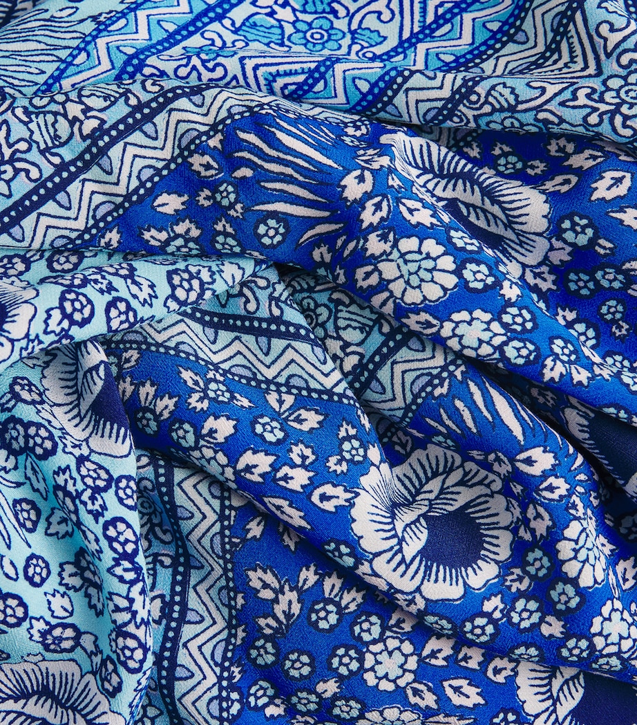 Satin Printed Maura Midi Dress BOHO SCARF BLUE Image 5