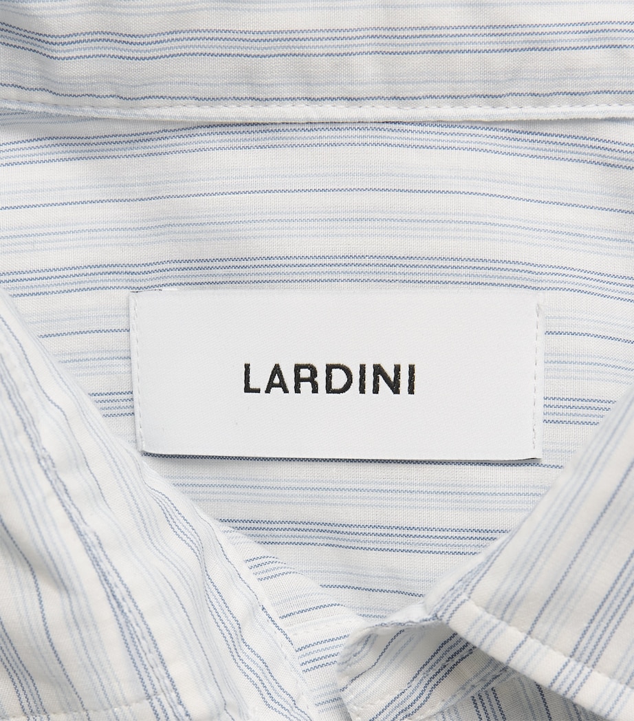 Lardini Mens Cotton Silk Stripe Dante Shirt Multi Blue/wht Image 6