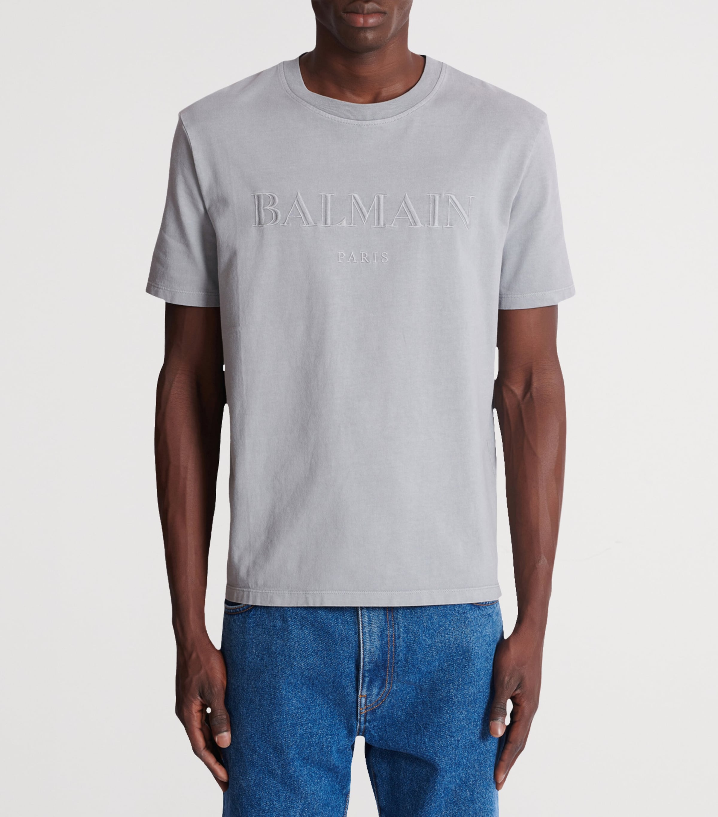 Cotton Vintage Logo T-Shirt YJD GRIS ARGENT Image 4