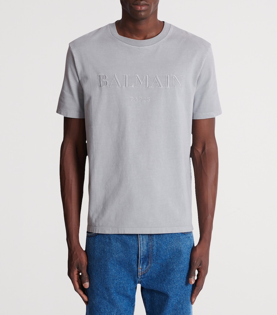 Cotton Vintage Logo T-Shirt YJD GRIS ARGENT Image 4