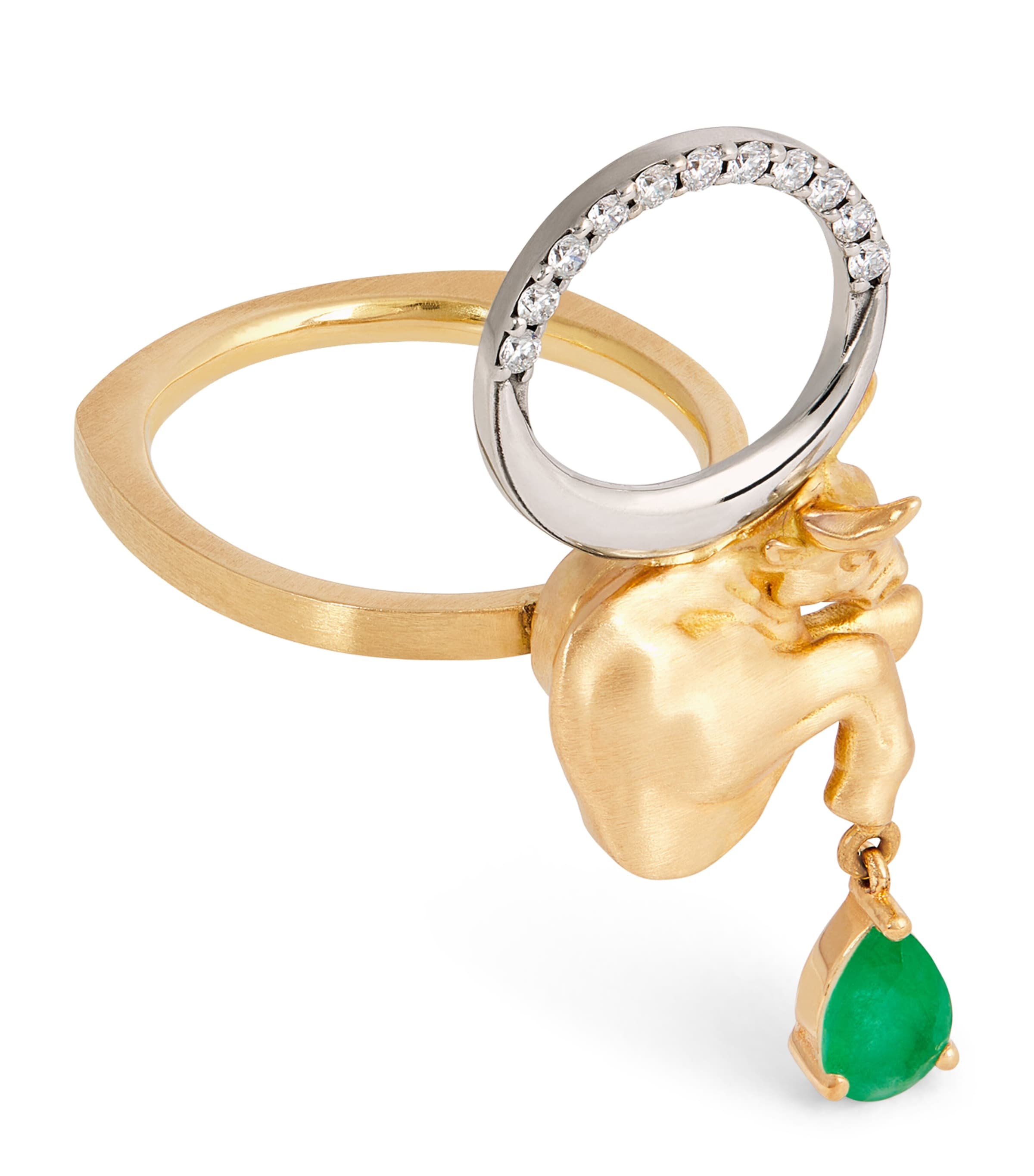 Shop Katarina Tarazi Mixed Gold, Diamond And Emerald Râ Taurus Ring