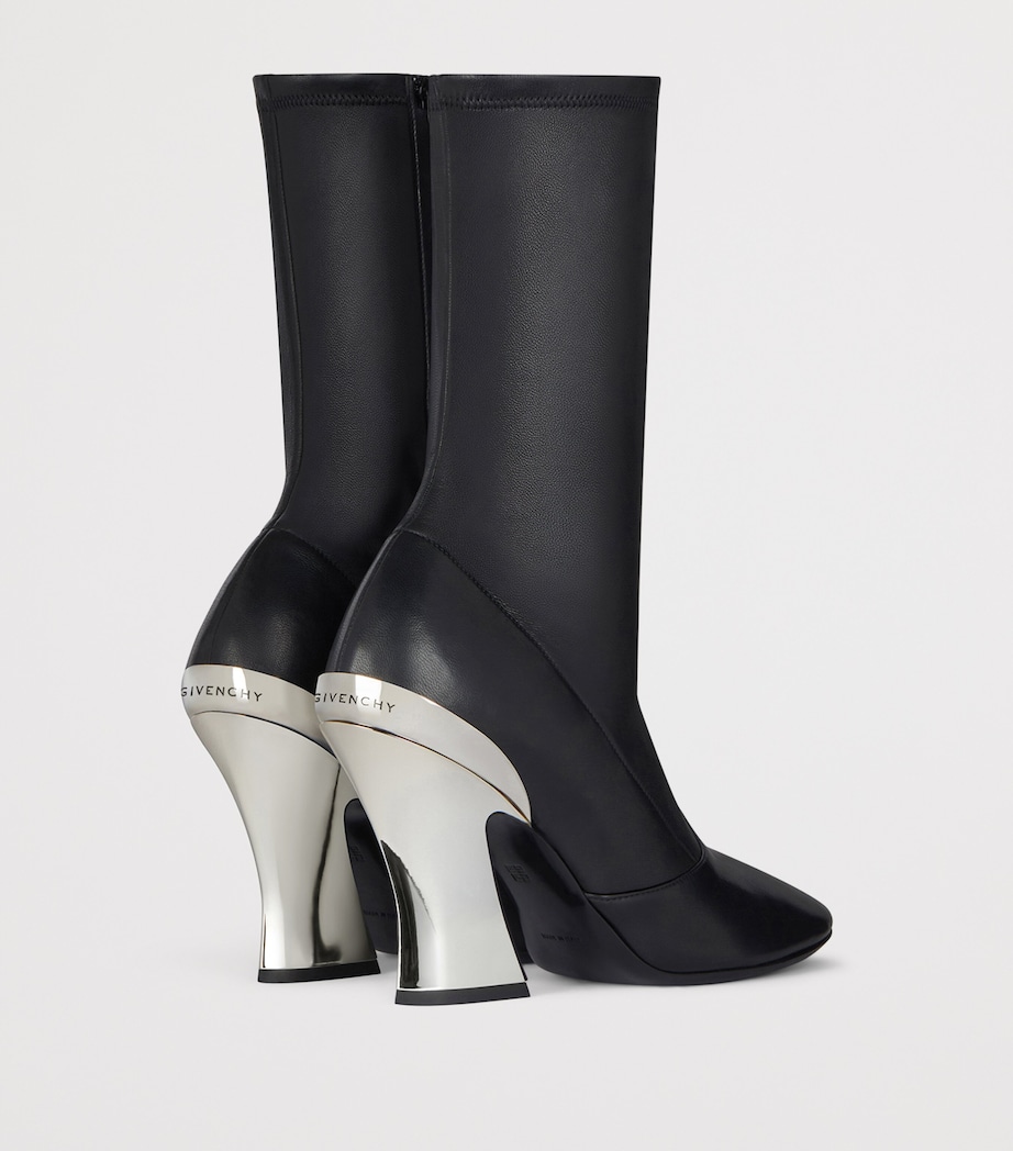 Leather Heeled Boots 95 BLACK/SILVERY Image 4