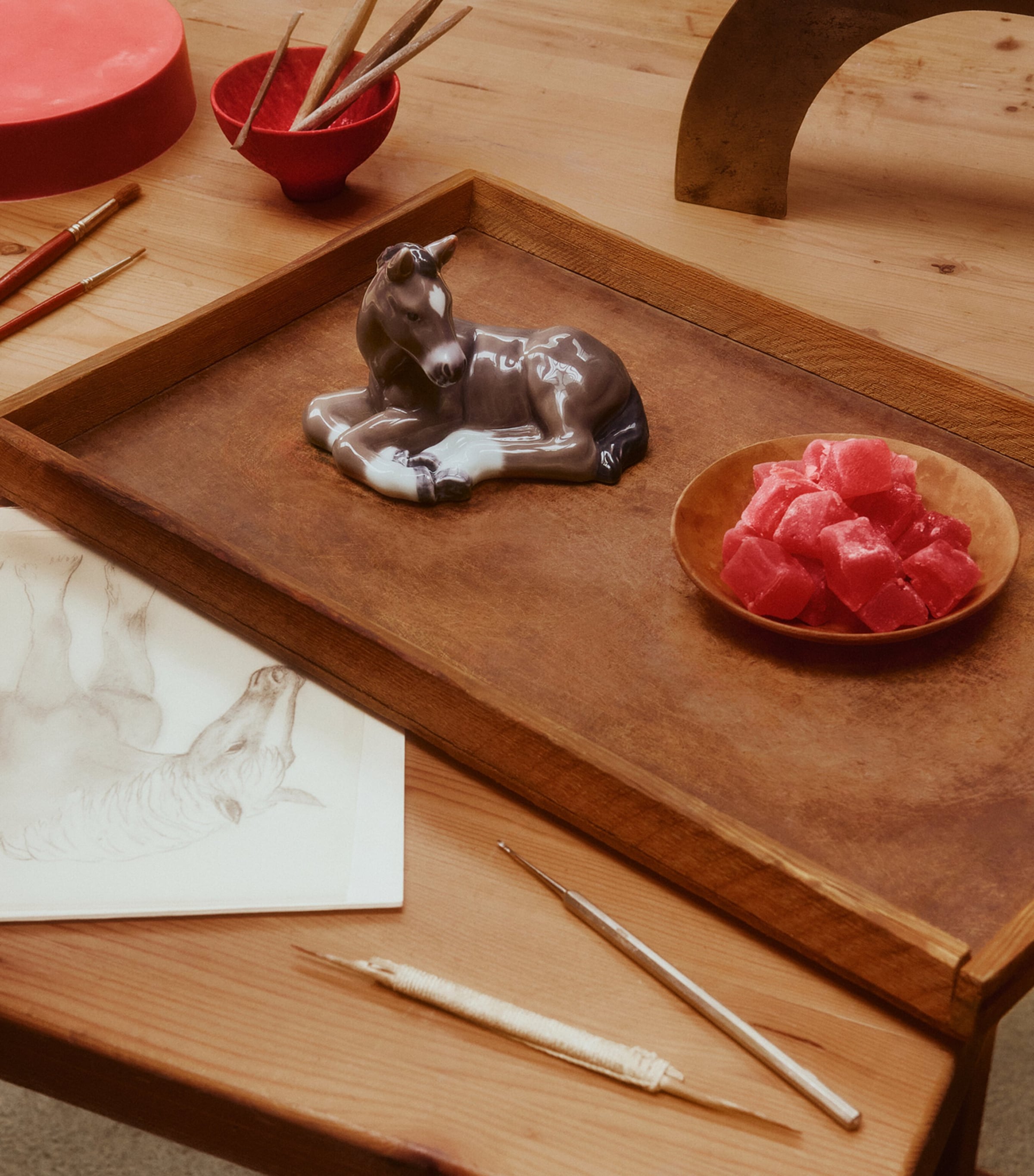 Porcelain Horse Figurine (9cm) MULTI Image 2