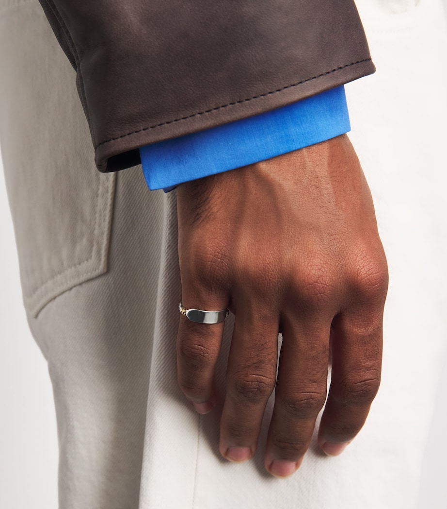 FYR Sterling Silver and Yellow Gold Slim Plate Ring Silver Image 2