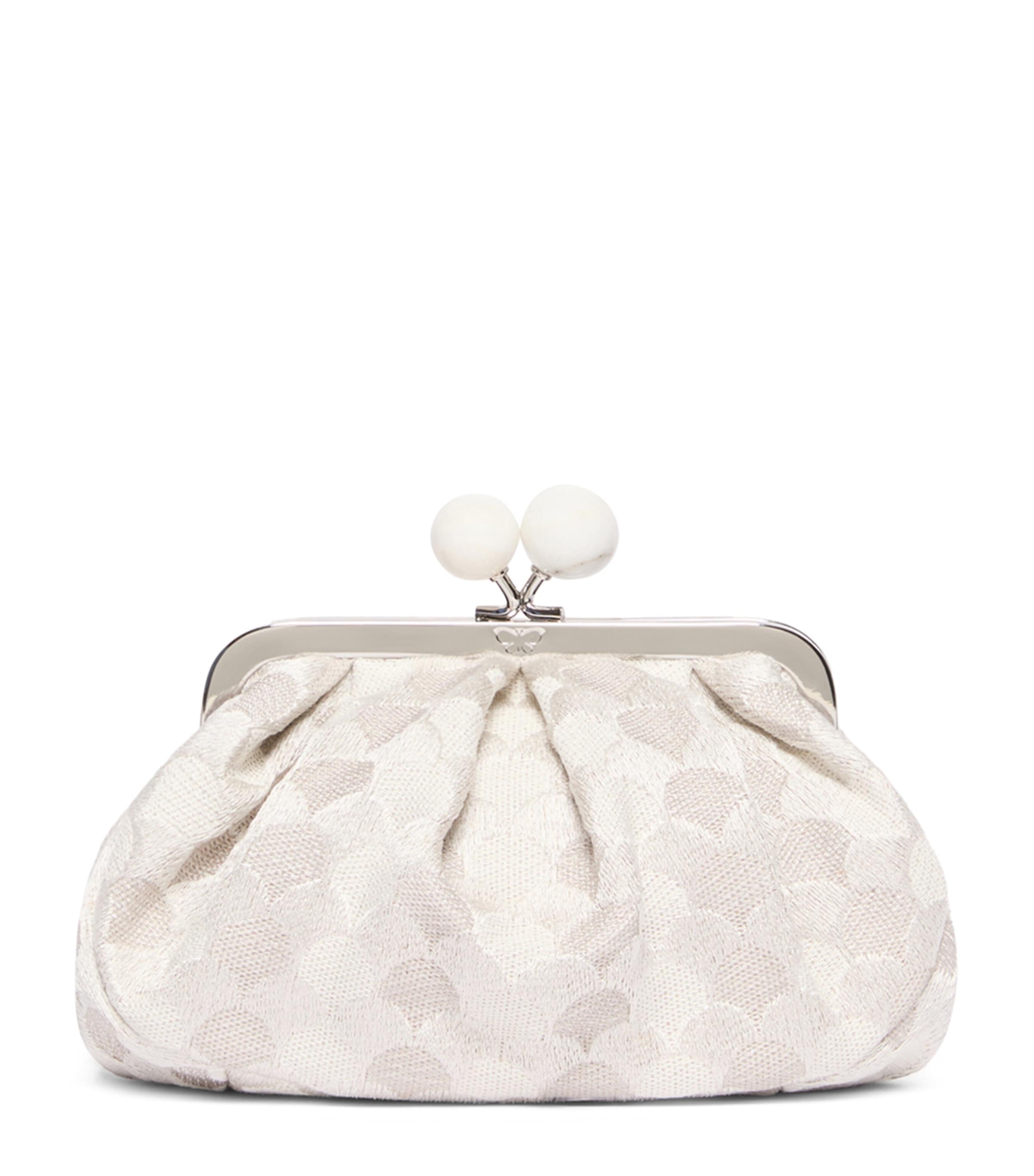 Weekend Max Mara White Woven Jacquard Pasticcino Clutch Bag