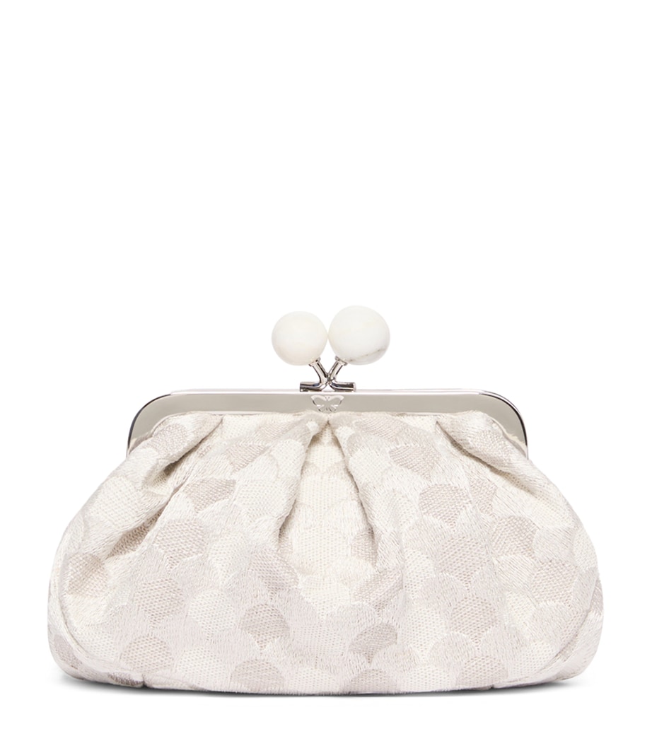 Weekend Max Mara Woven Jacquard Pasticcino Clutch Bag White Image 1