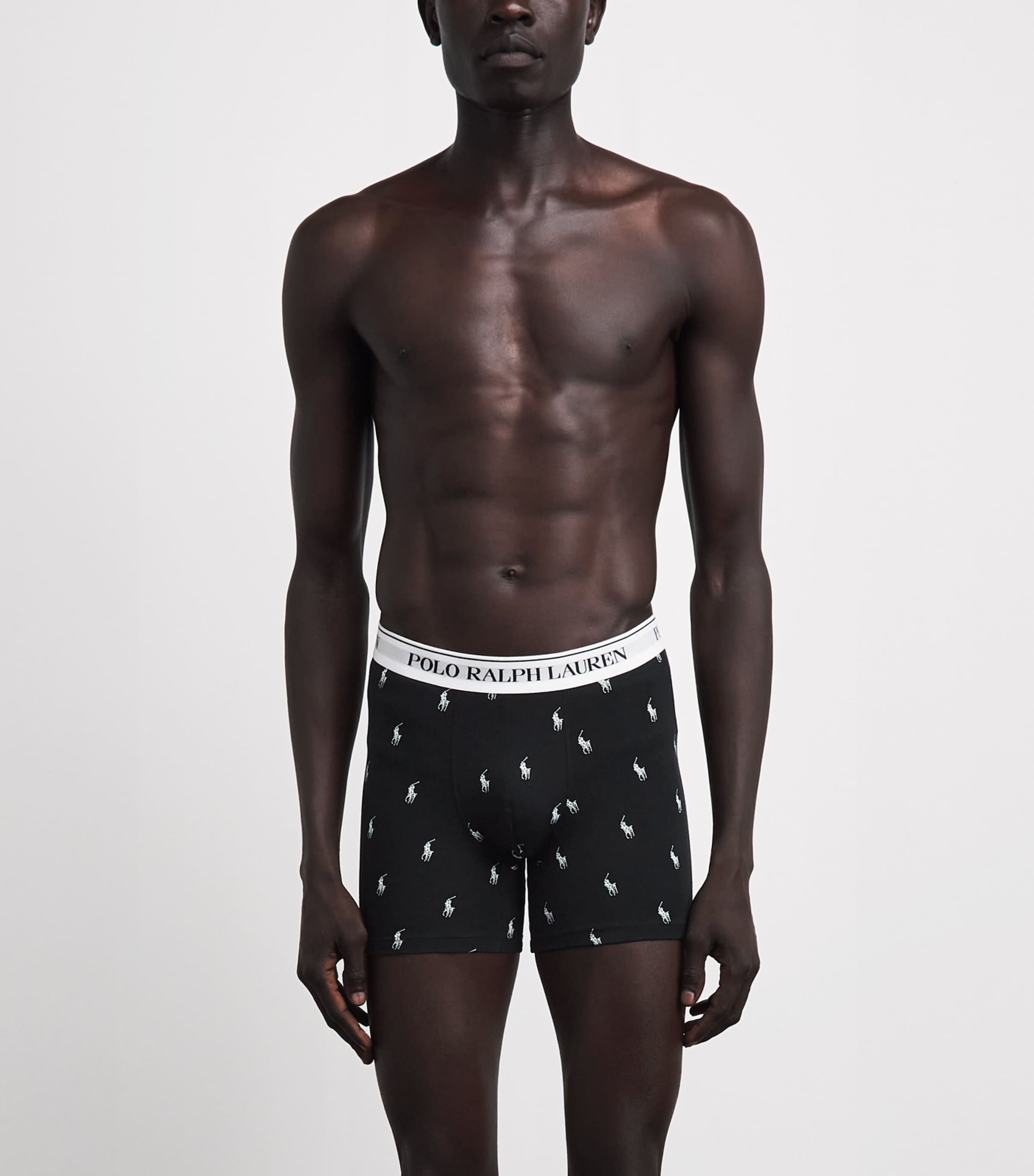 Polo Ralph Lauren Mens Stretch-Cotton Logo Boxers (Pack of 3) Blk Aop/brcl Htr/wht Image 2