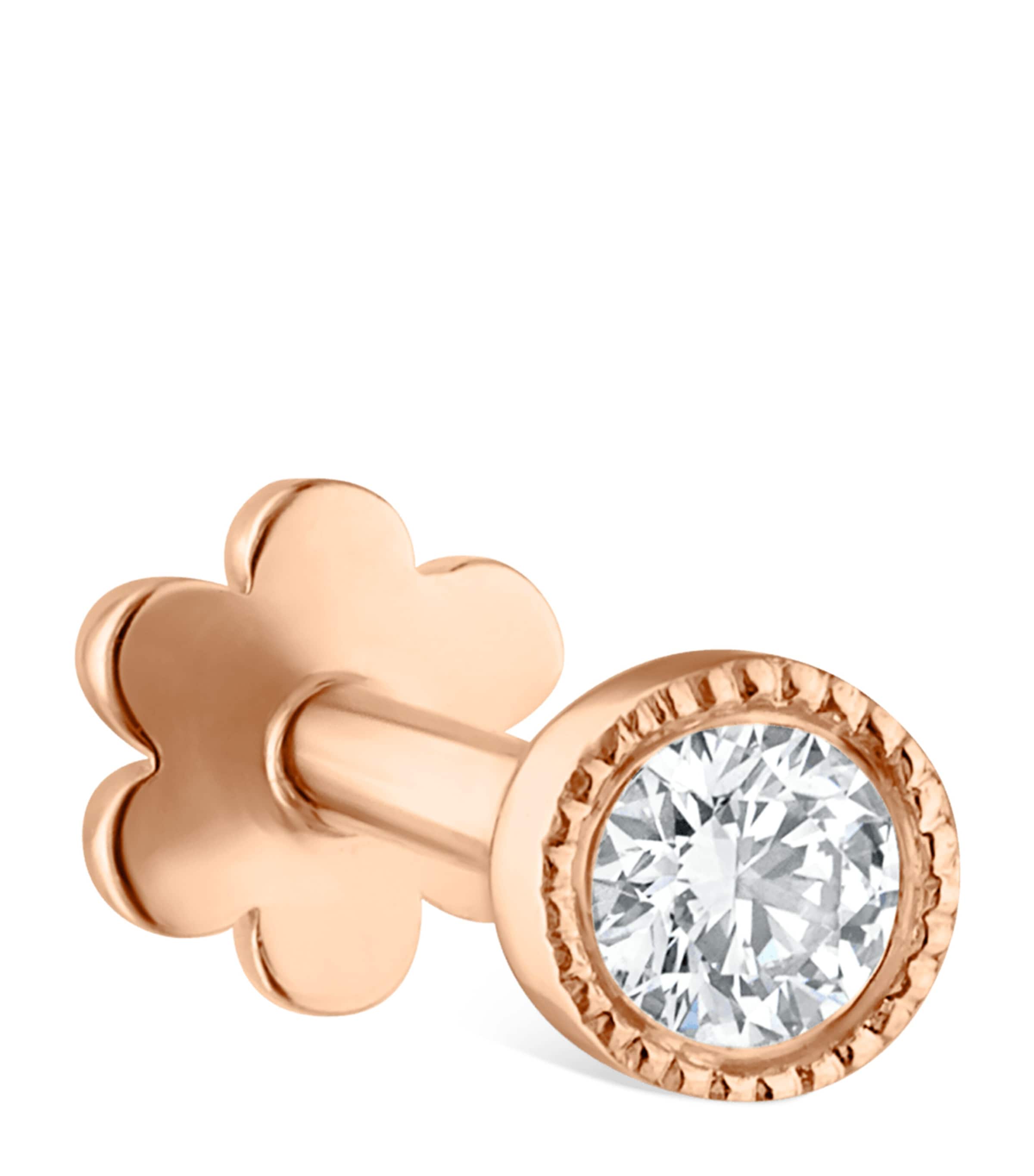 Maria Tash Scalloped Set Diamond Threaded Stud Earring In Rose Gold