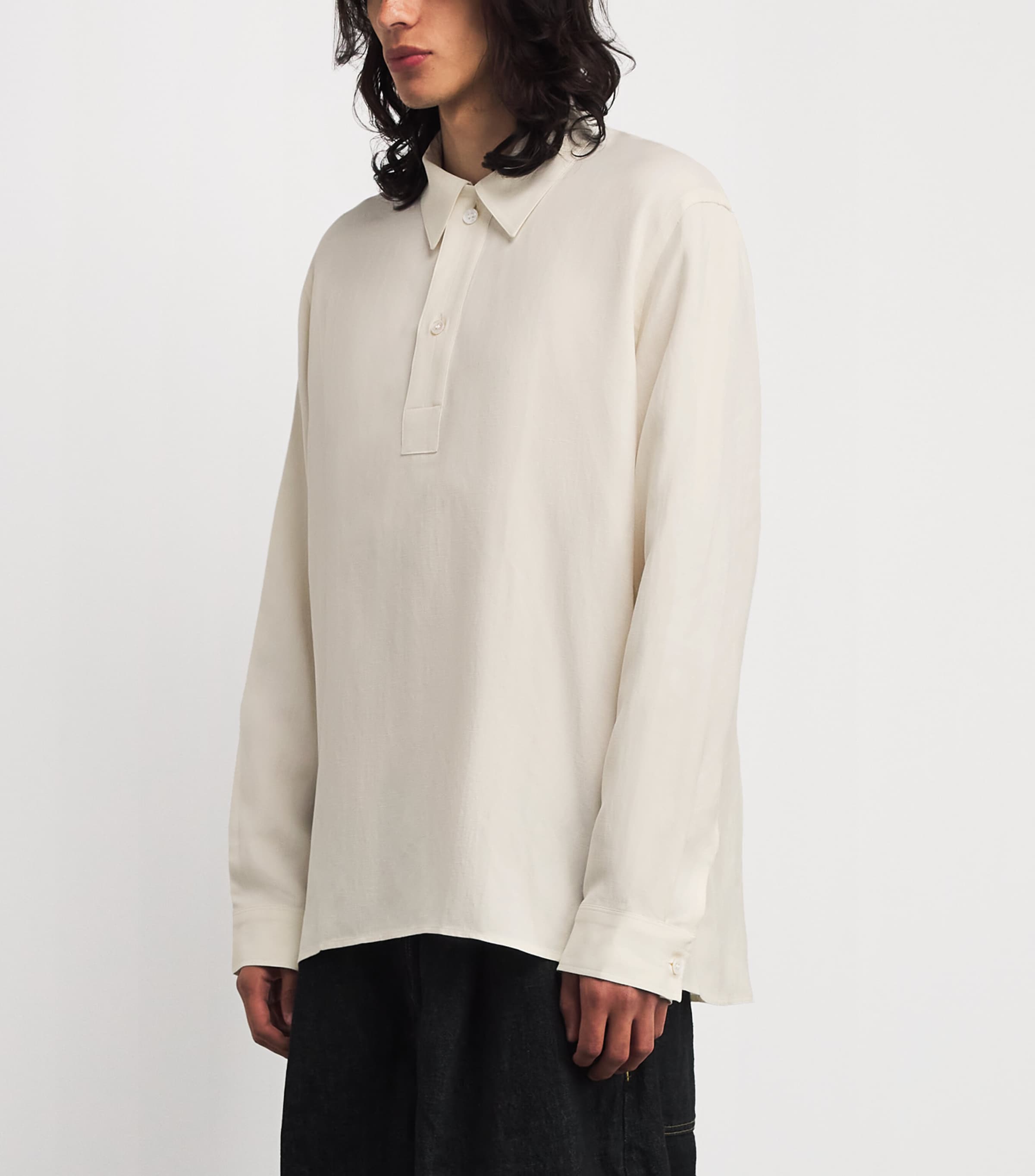 Studio Nicholson Mens Oversized Polo Shirt Chalk Image 4