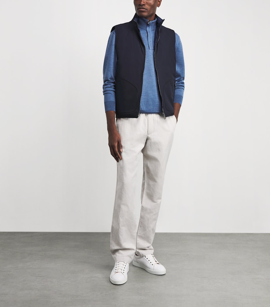 Fioroni Cashmere Mens Down Linen Reversible Gilet Denim Image 2