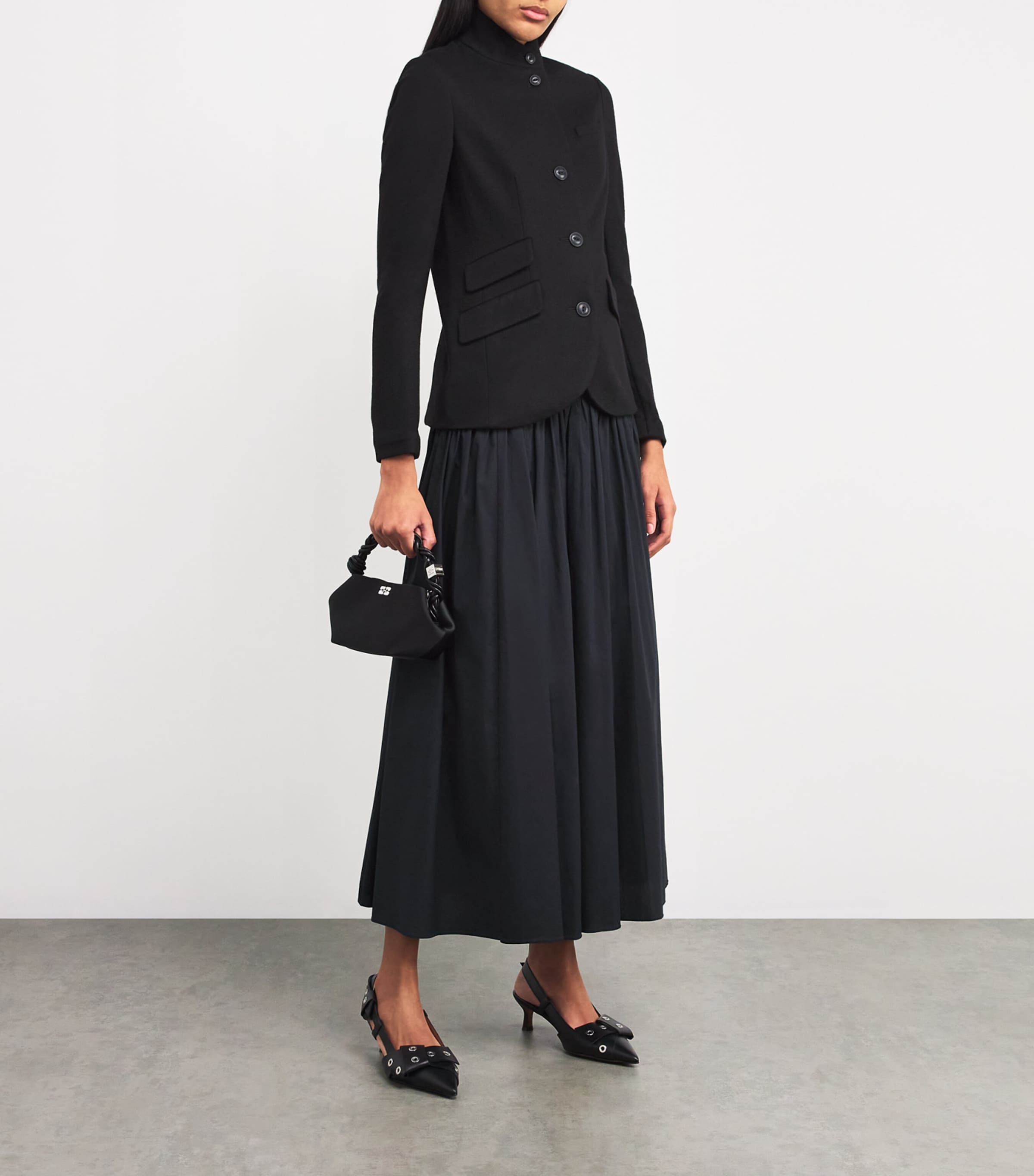 Wool Stand-Collar Slade Blazer BLACK Image 2