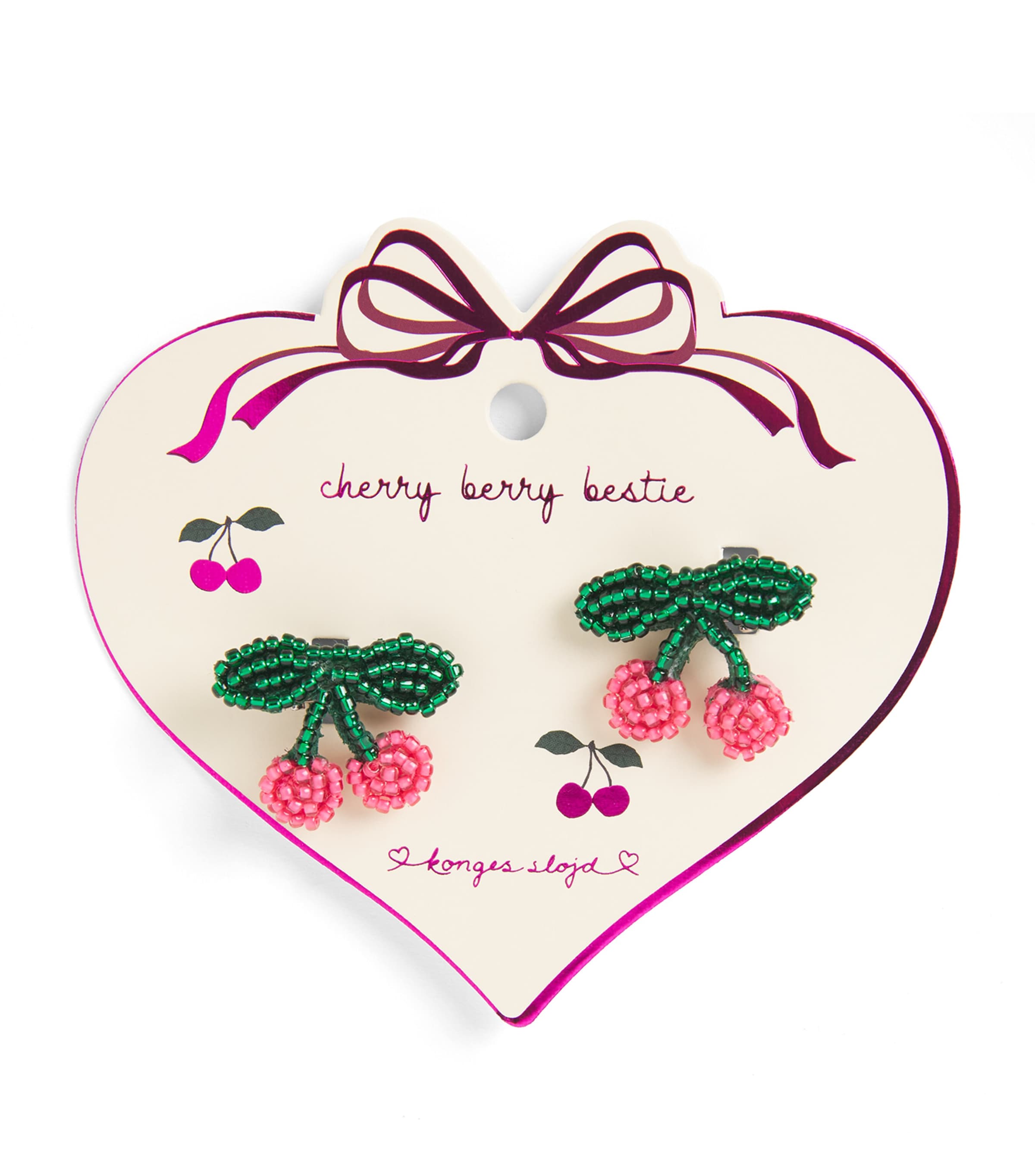 KONGES SLOJD SET OF 2 BEADED CHERRY HAIR CLIPS 