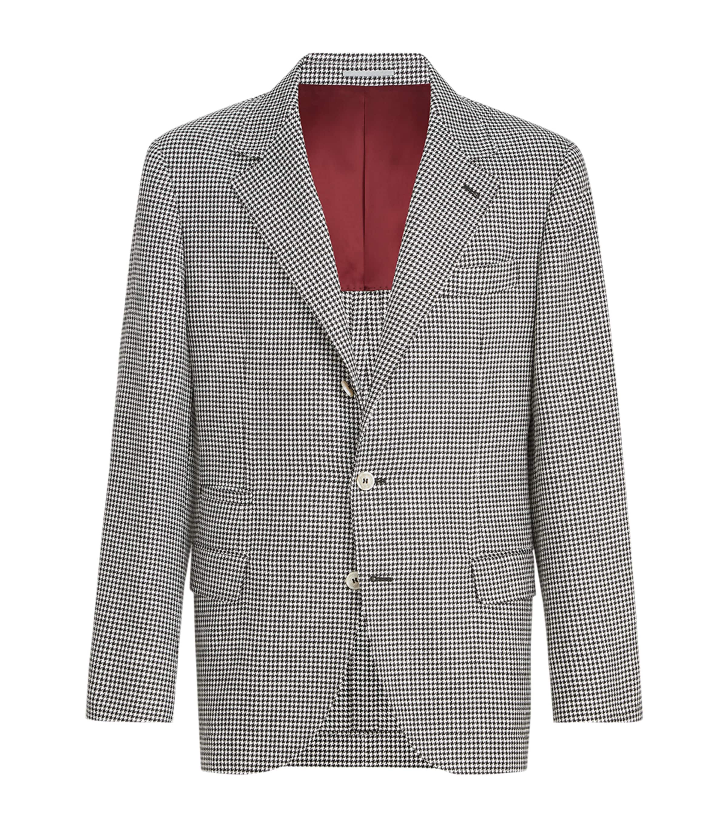 Virgin Wool-Blend Houndstooth Deconstructed Blazer C004 Image 1
