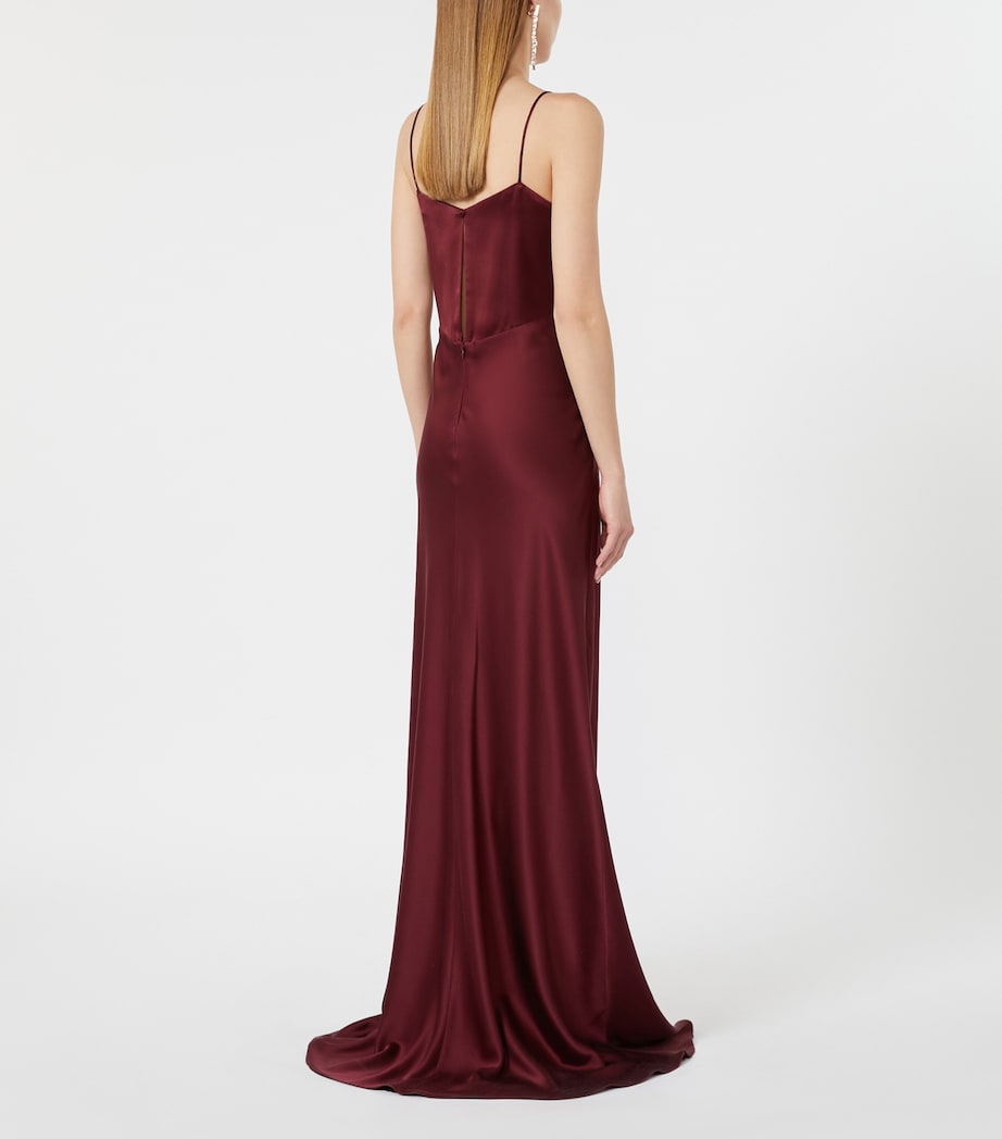 Max Mara Womens Silk Maxi Dress Bordeaux Image 3