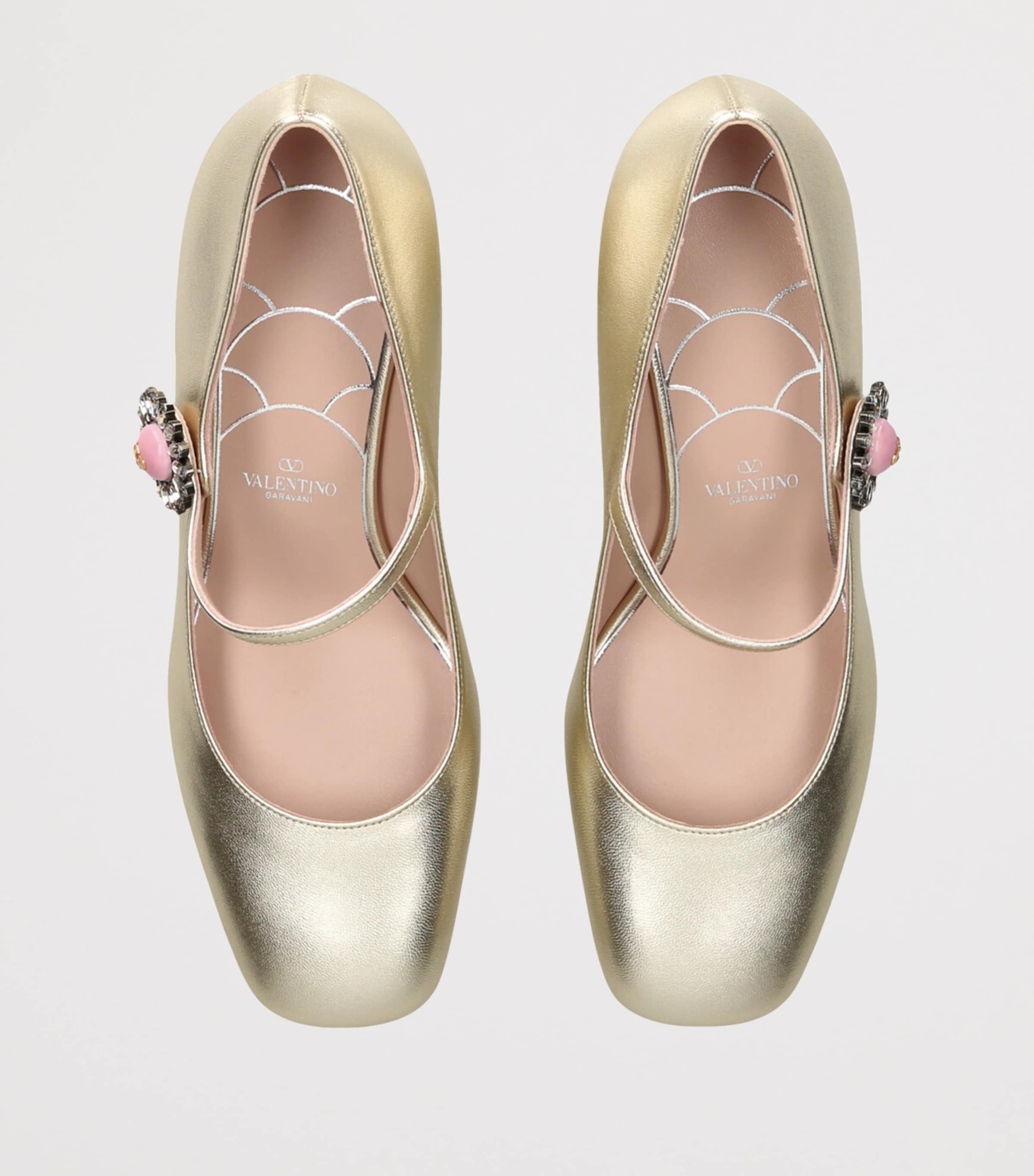 Valentino Garavani Leather Embellished Preshoes Pumps 55 Gold Comb Image 4