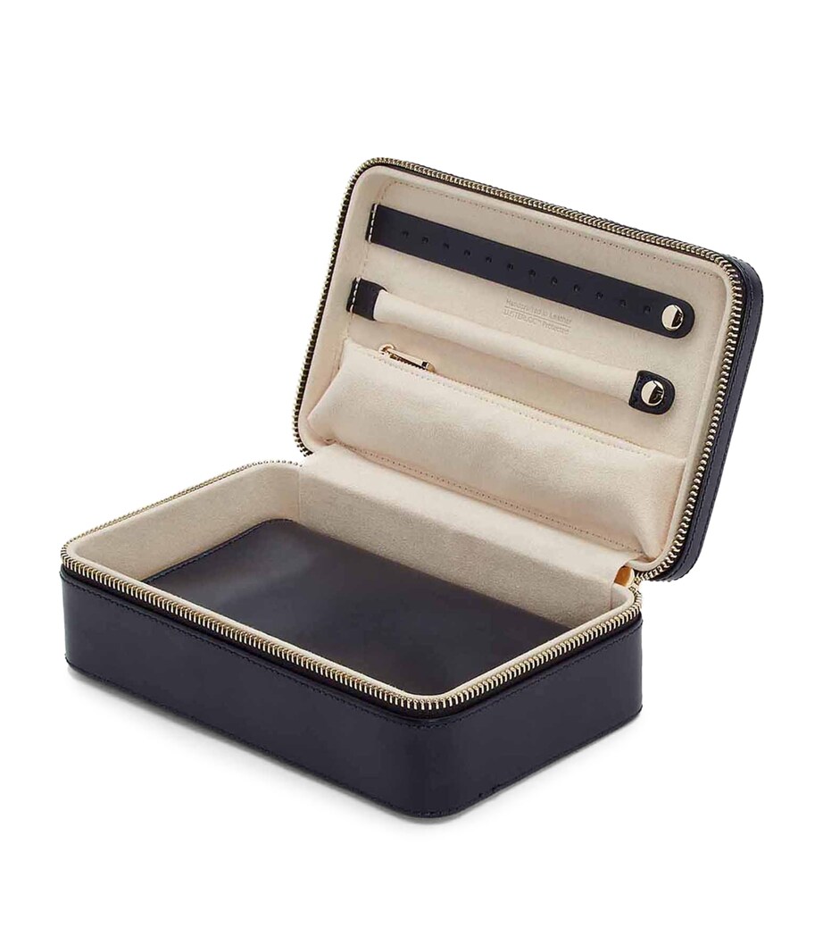 Medium Leather Maria Jewellery Case NAVY Image 3